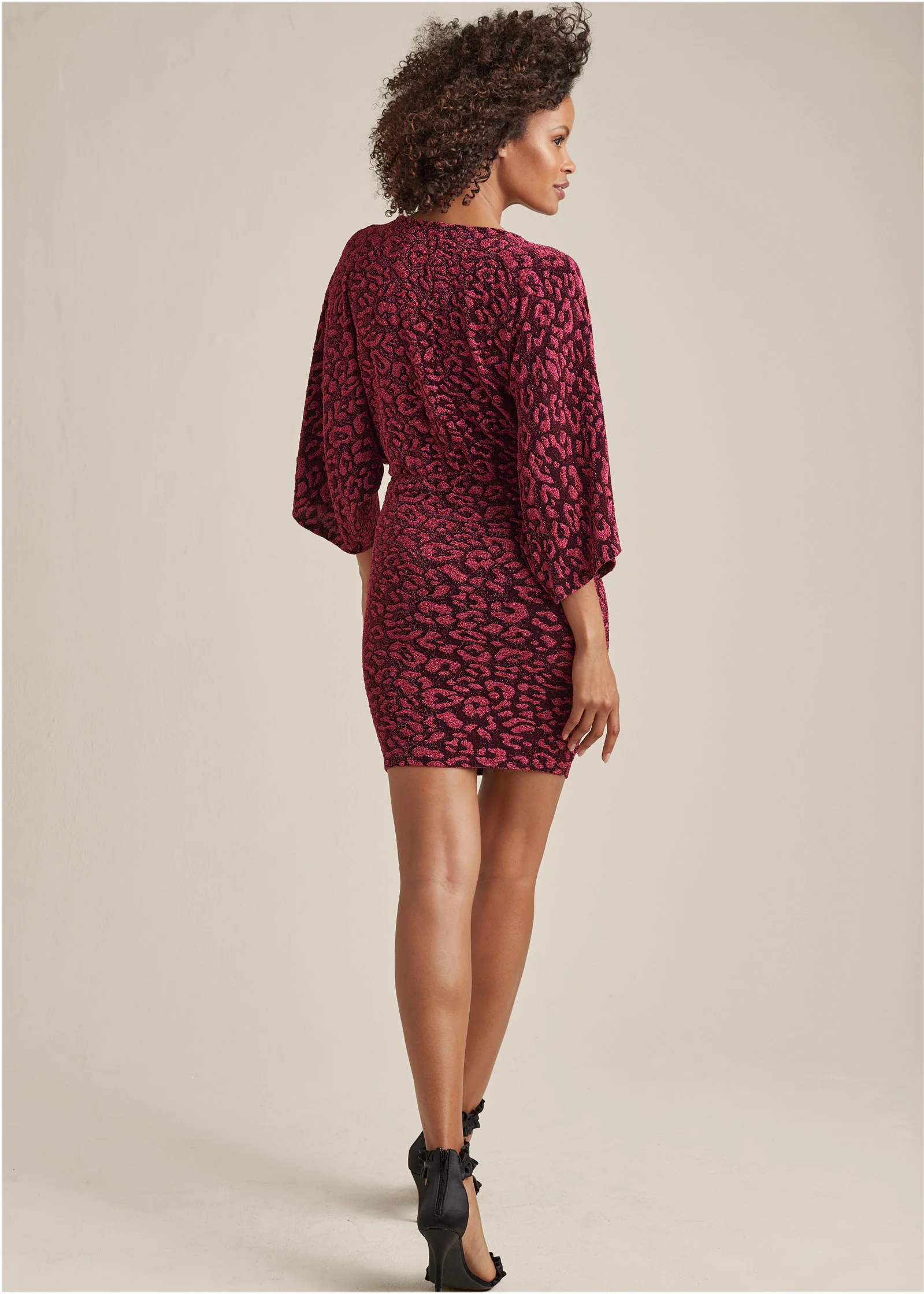 Metallic leopard mini dress - Black & Pink