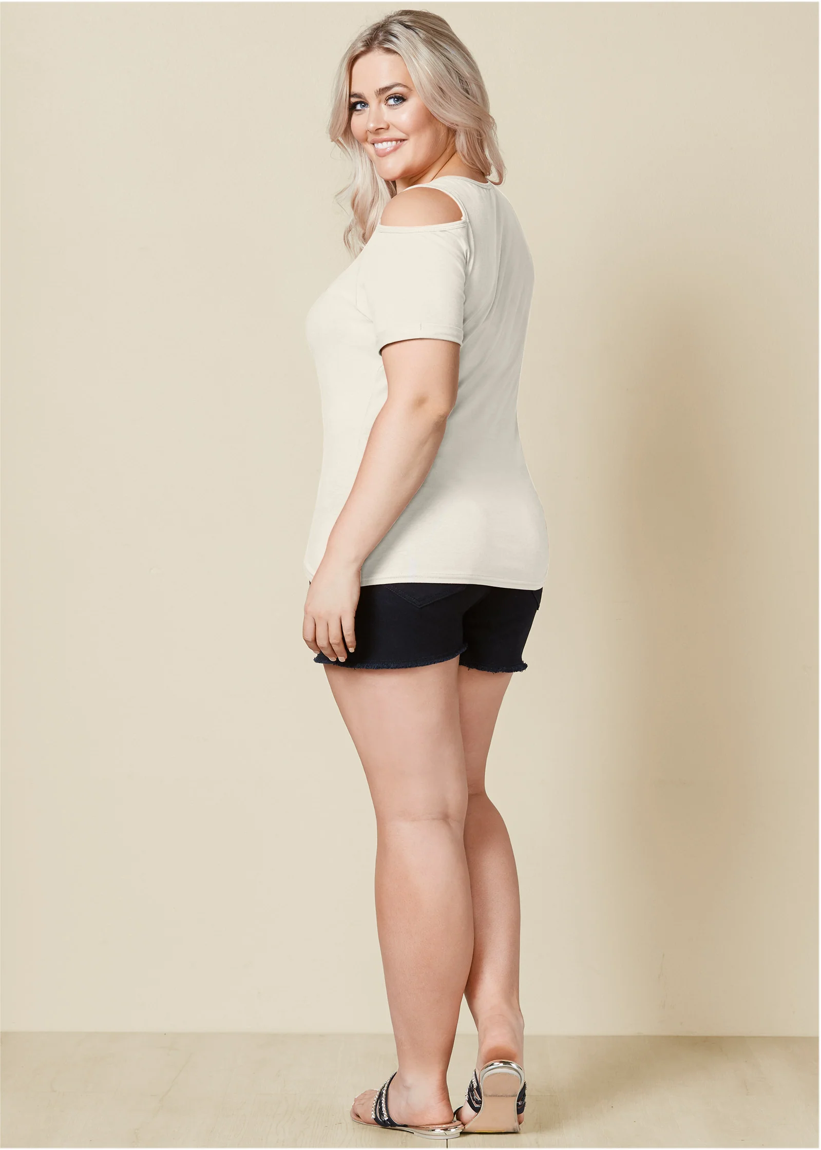 Cold-shoulder zipper top - Off White