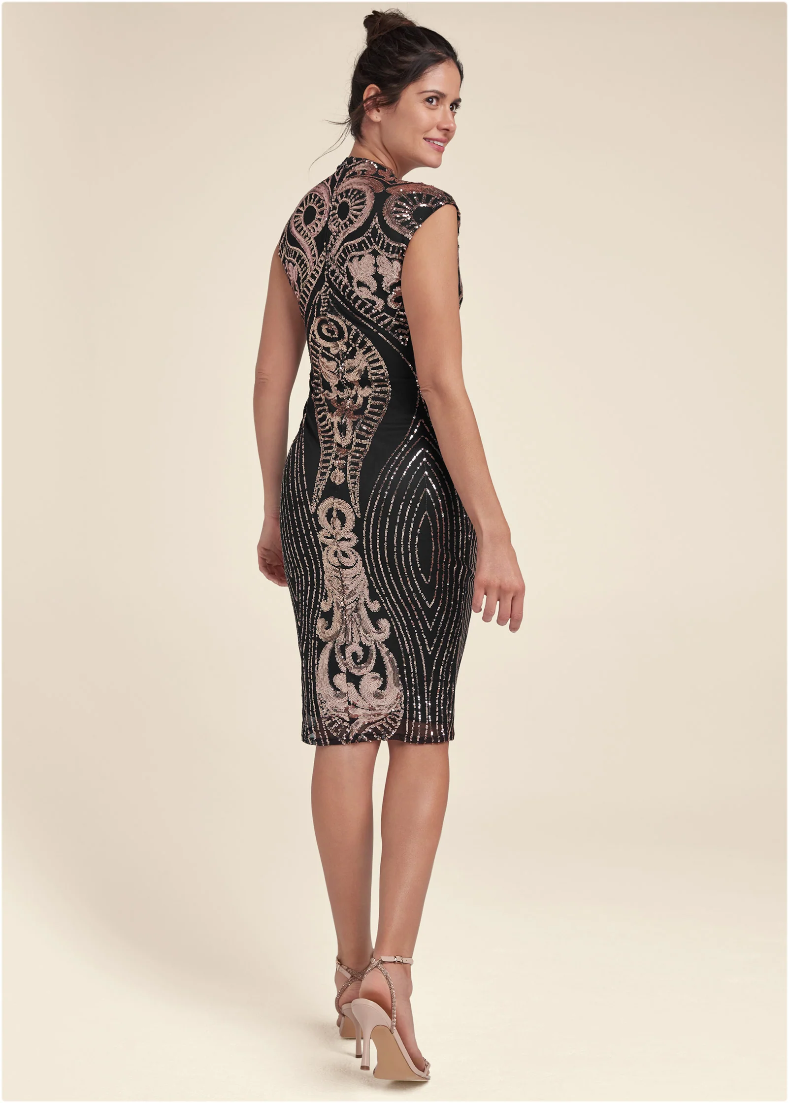 Sequin midi dress  - Black Multi