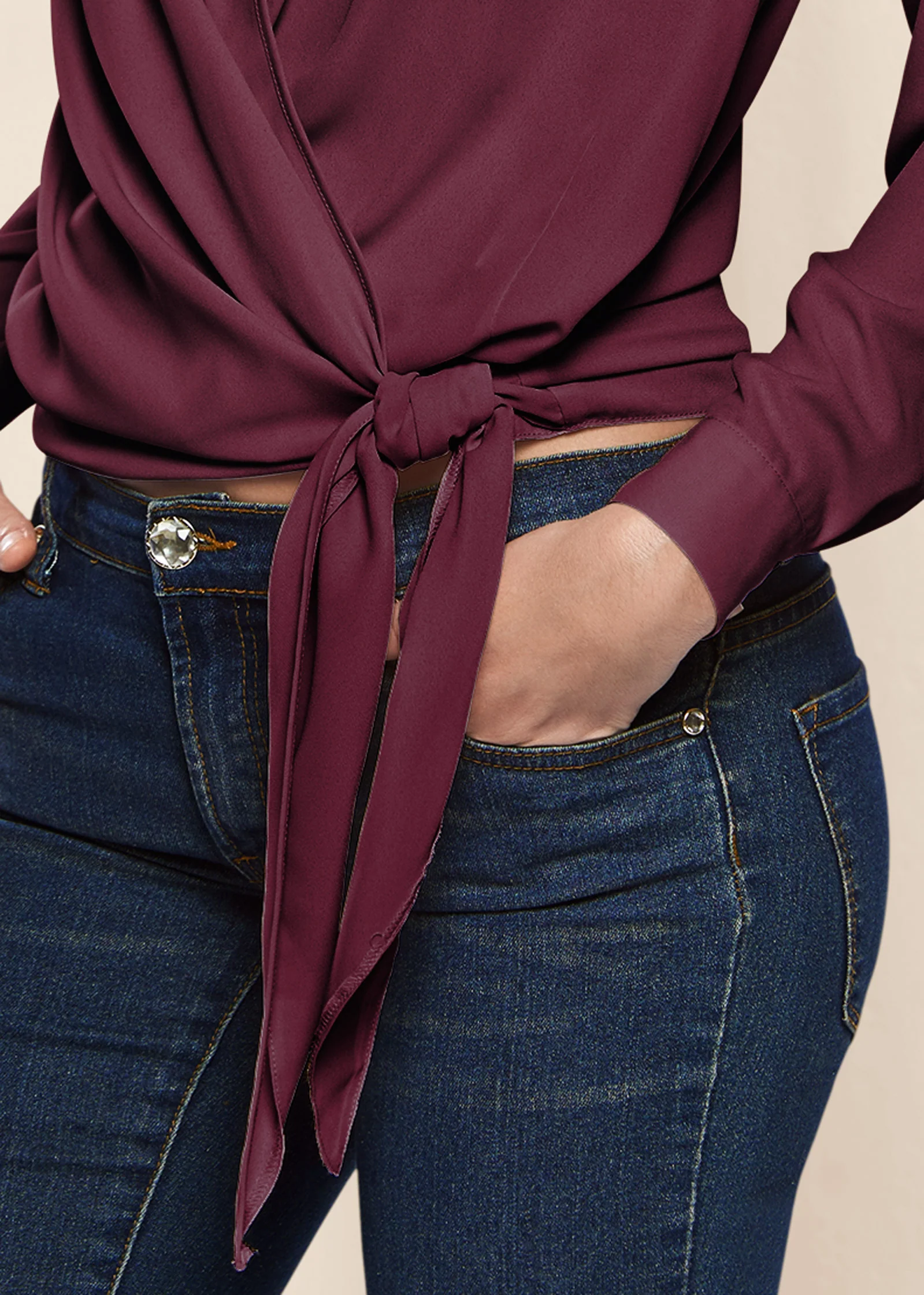 Surplice side tie blouse - Wine