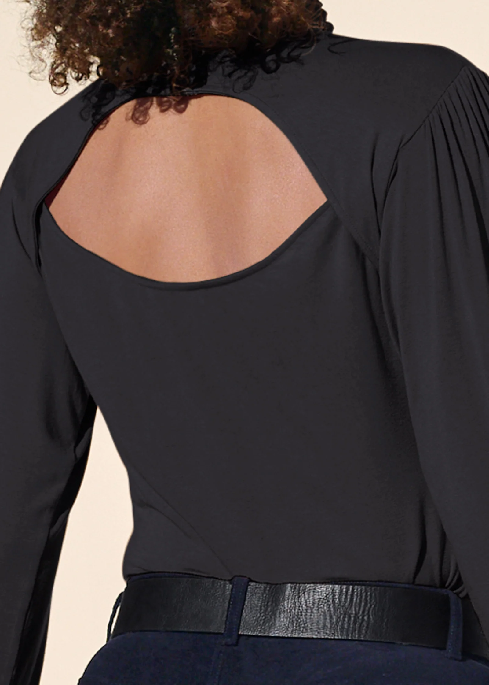 Mock neck knit blouse - Black