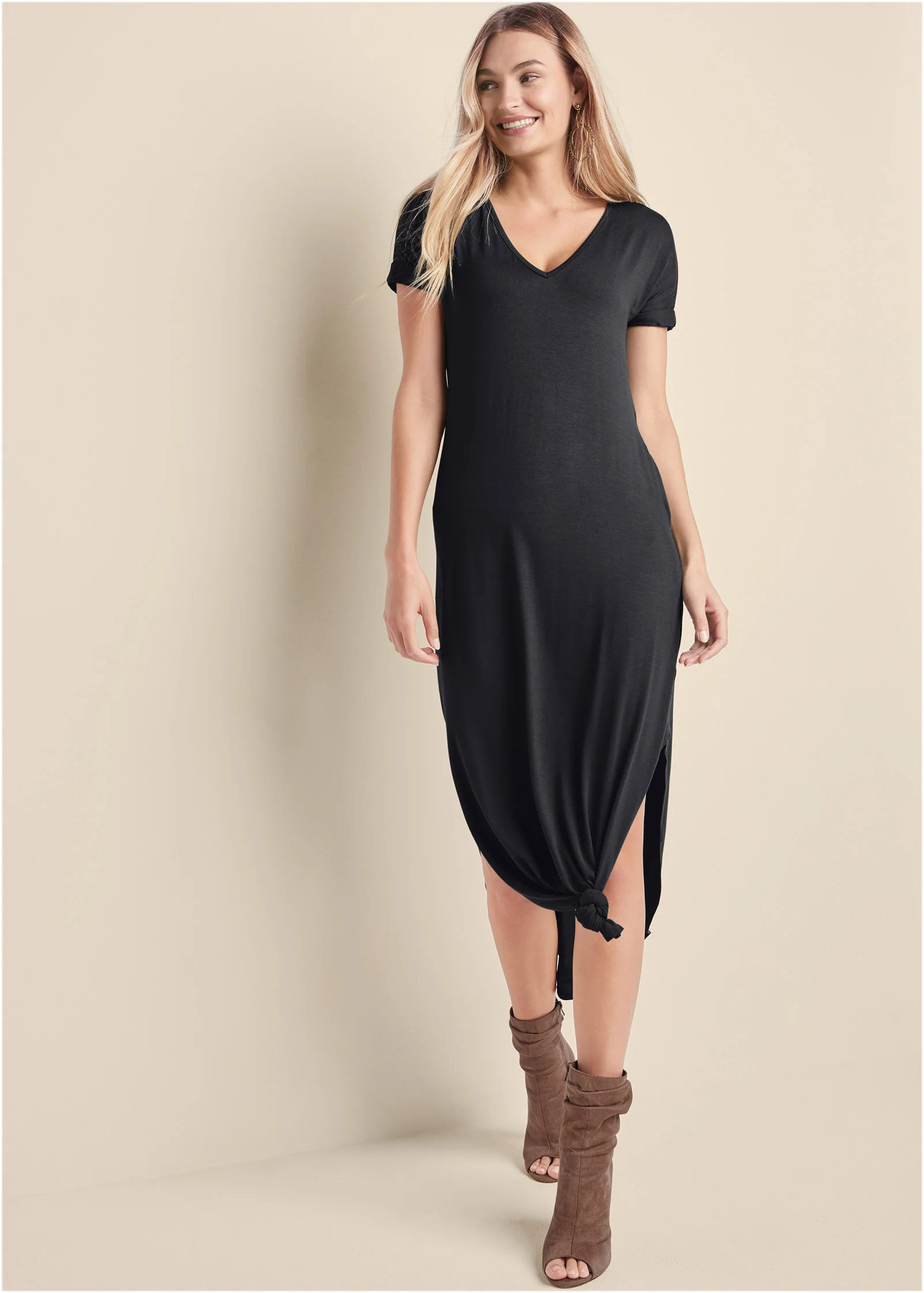 Casual T-shirt maxi dress - Black