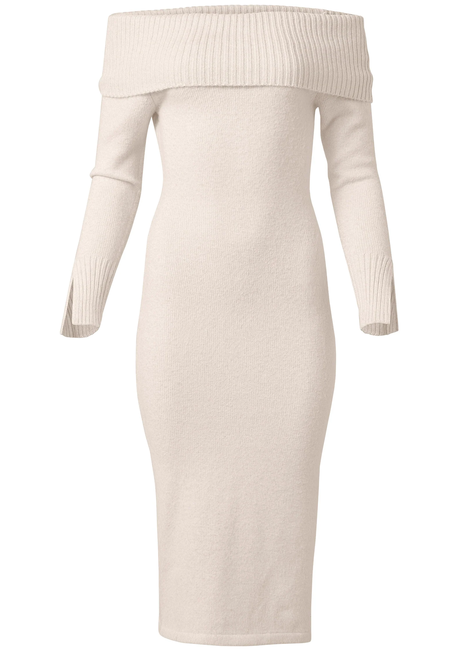 Off-the-shoulder knit dress - Off White