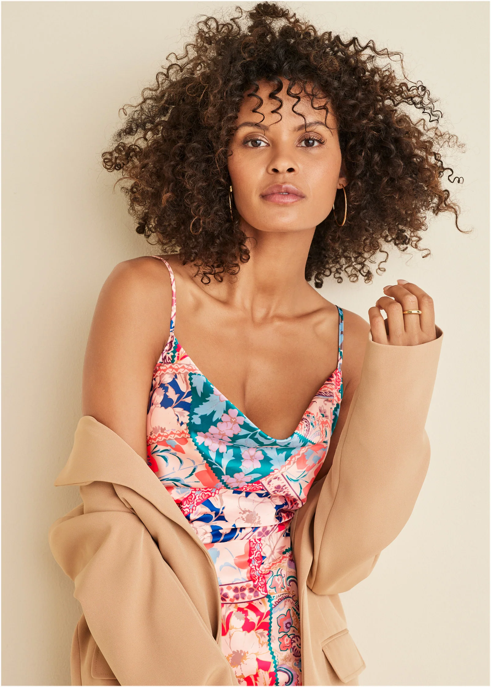 Cowl neck slip dress - Venetian Patchwork