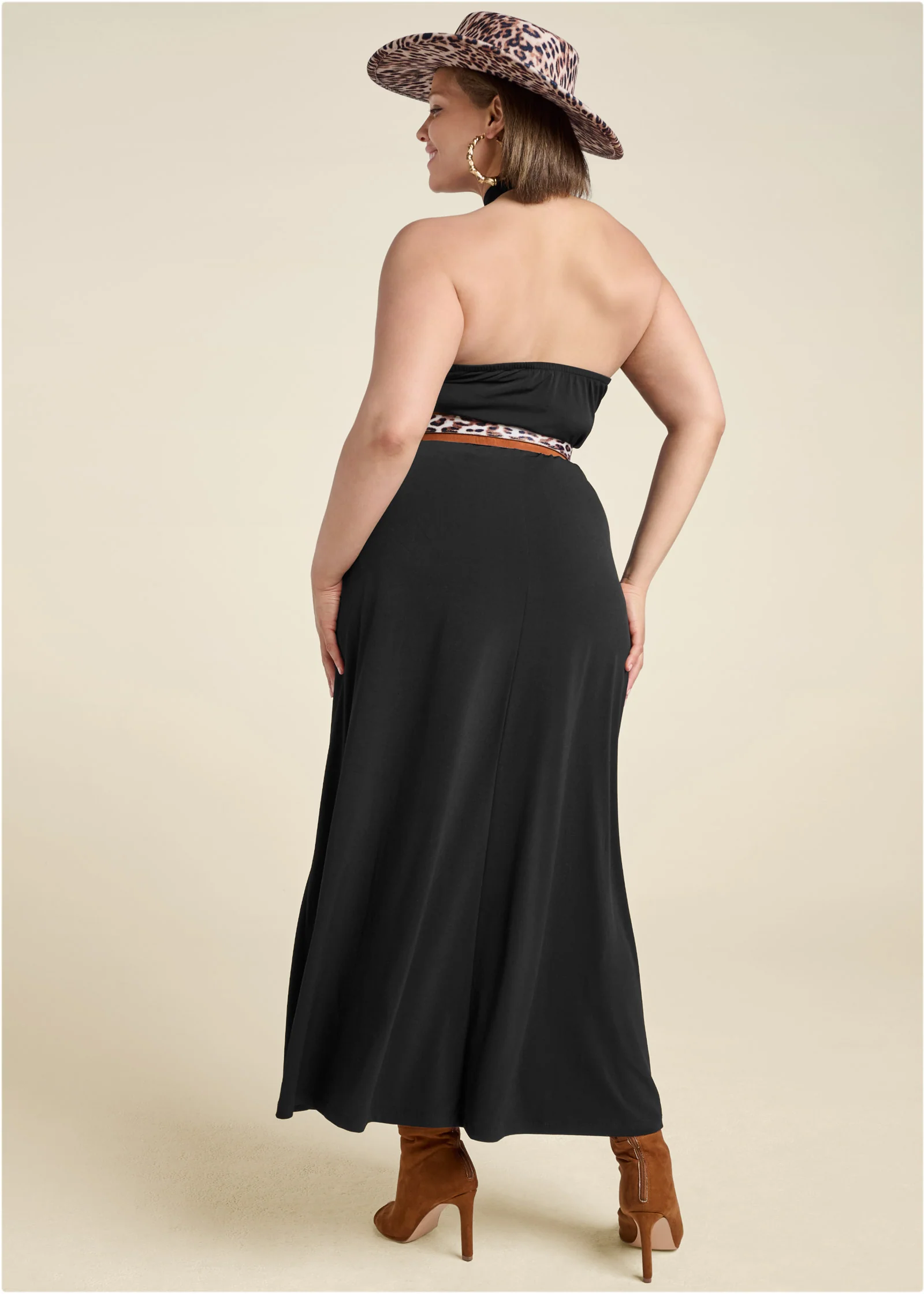 Cross neck halter dress - Black