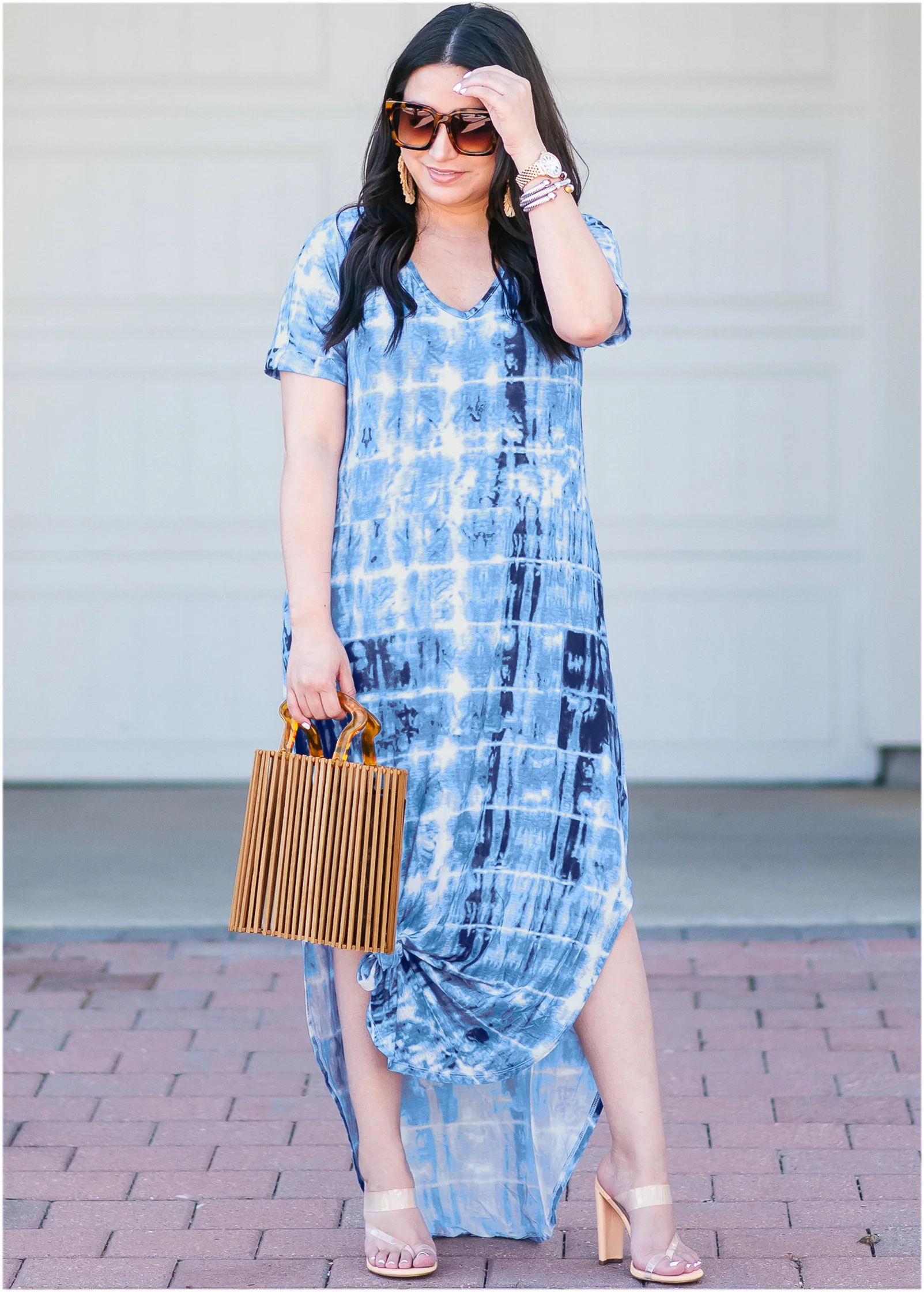Casual T-shirt maxi dress - Navy Multi