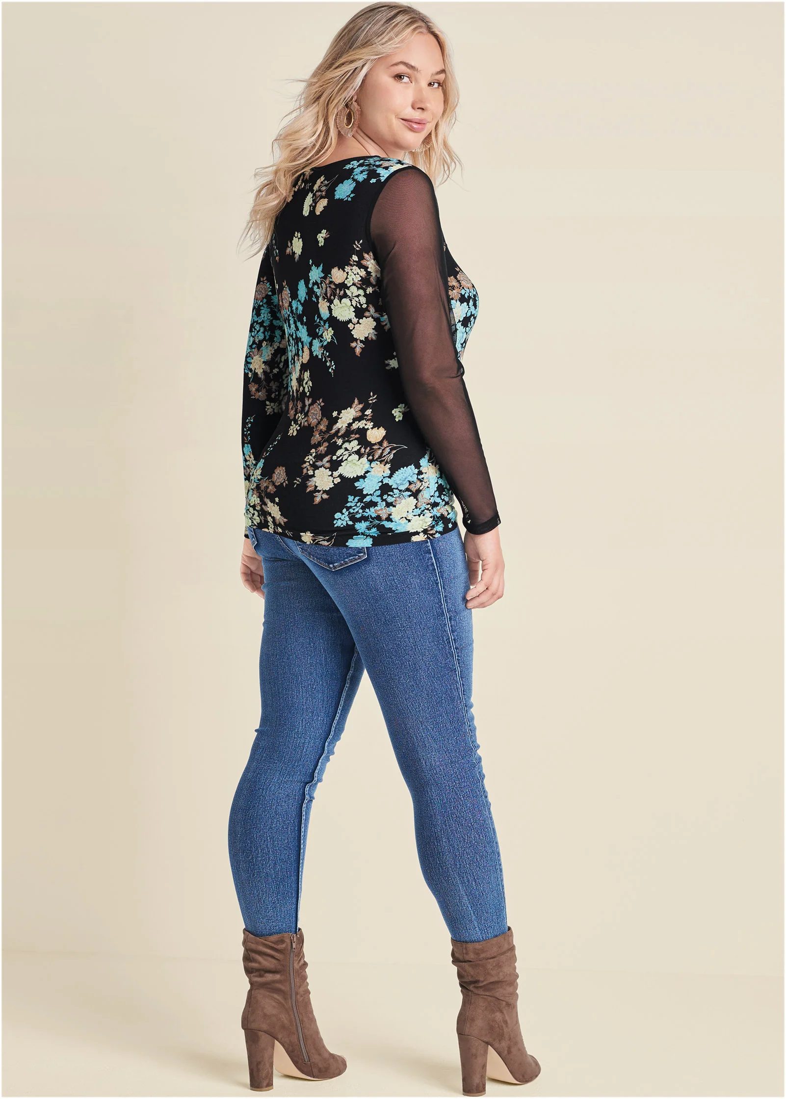 Mesh detail top - Black Multi