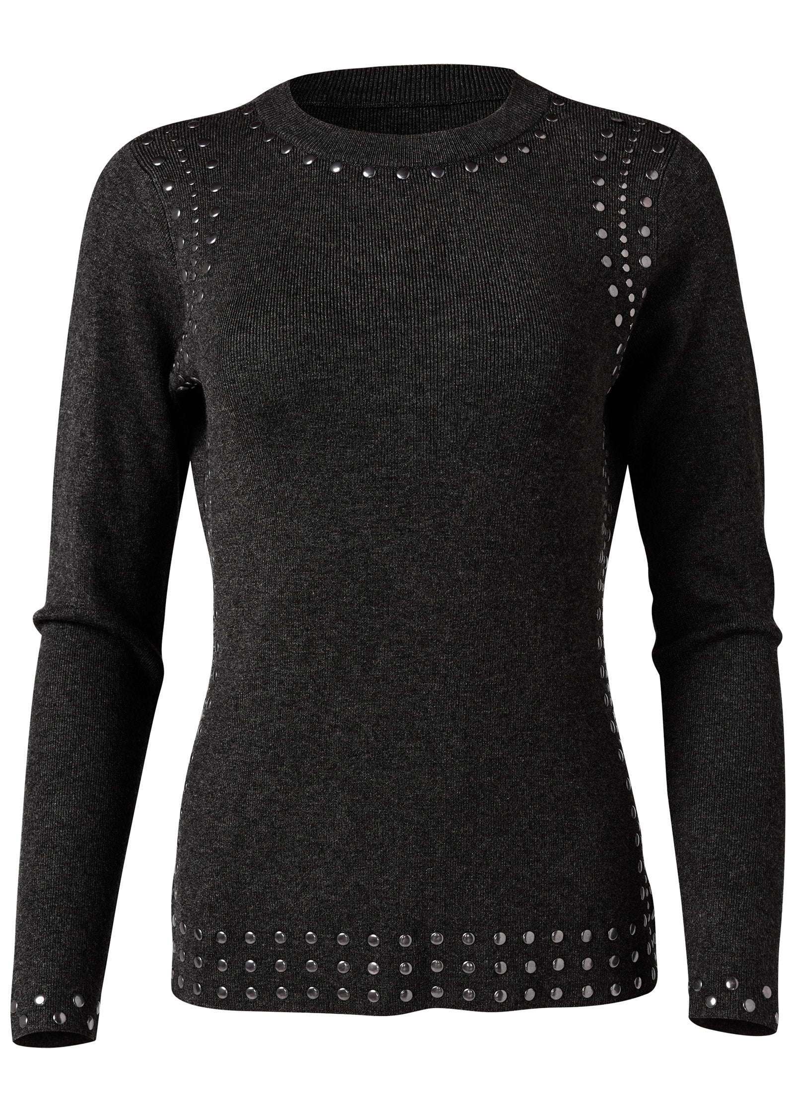 Stud trim sweater - Black