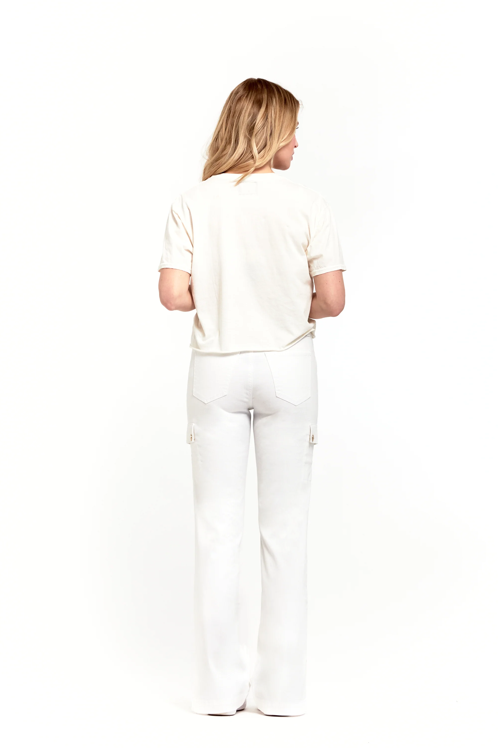 Twill Cargo Boot W/ Slit in White