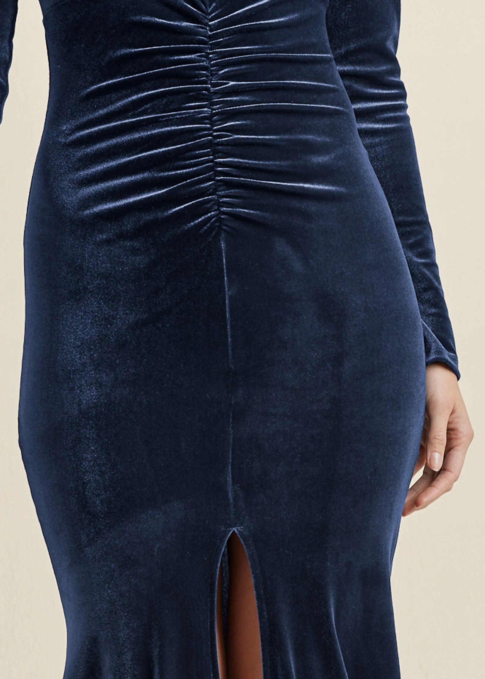 Ruched velvet gown - Navy