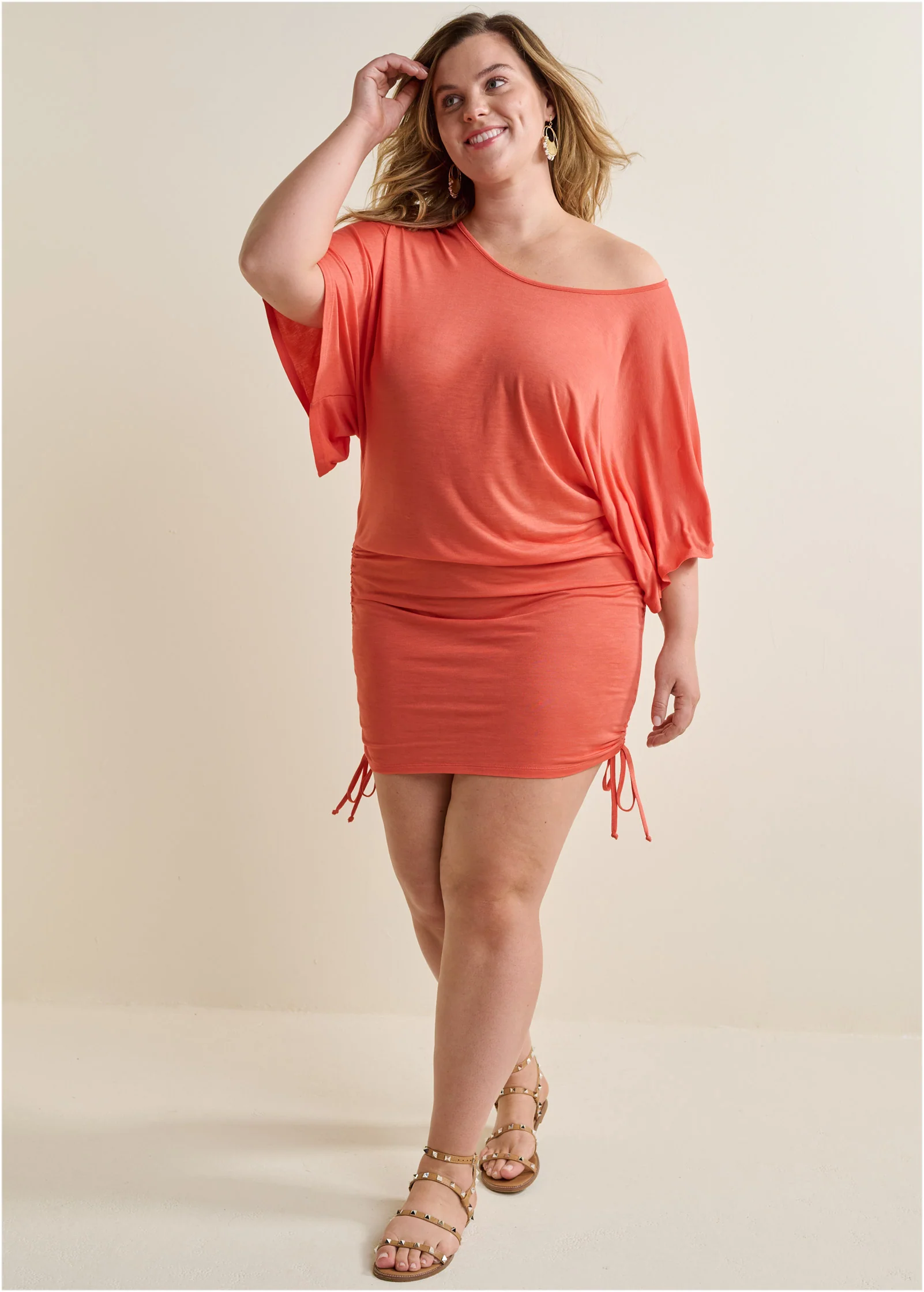 Banded convertible dress - Orange