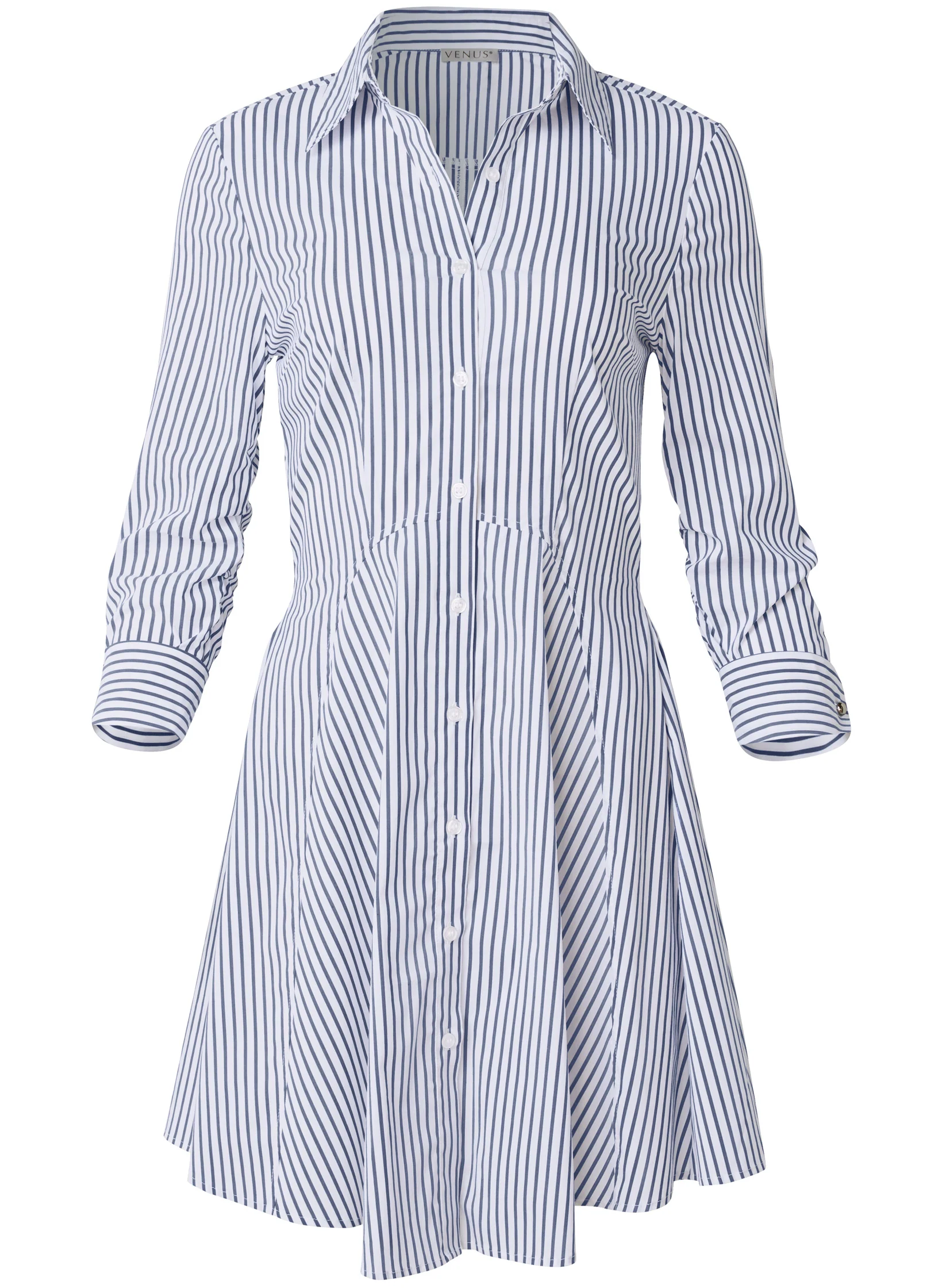 Collared shirt dress - Off White & Navy