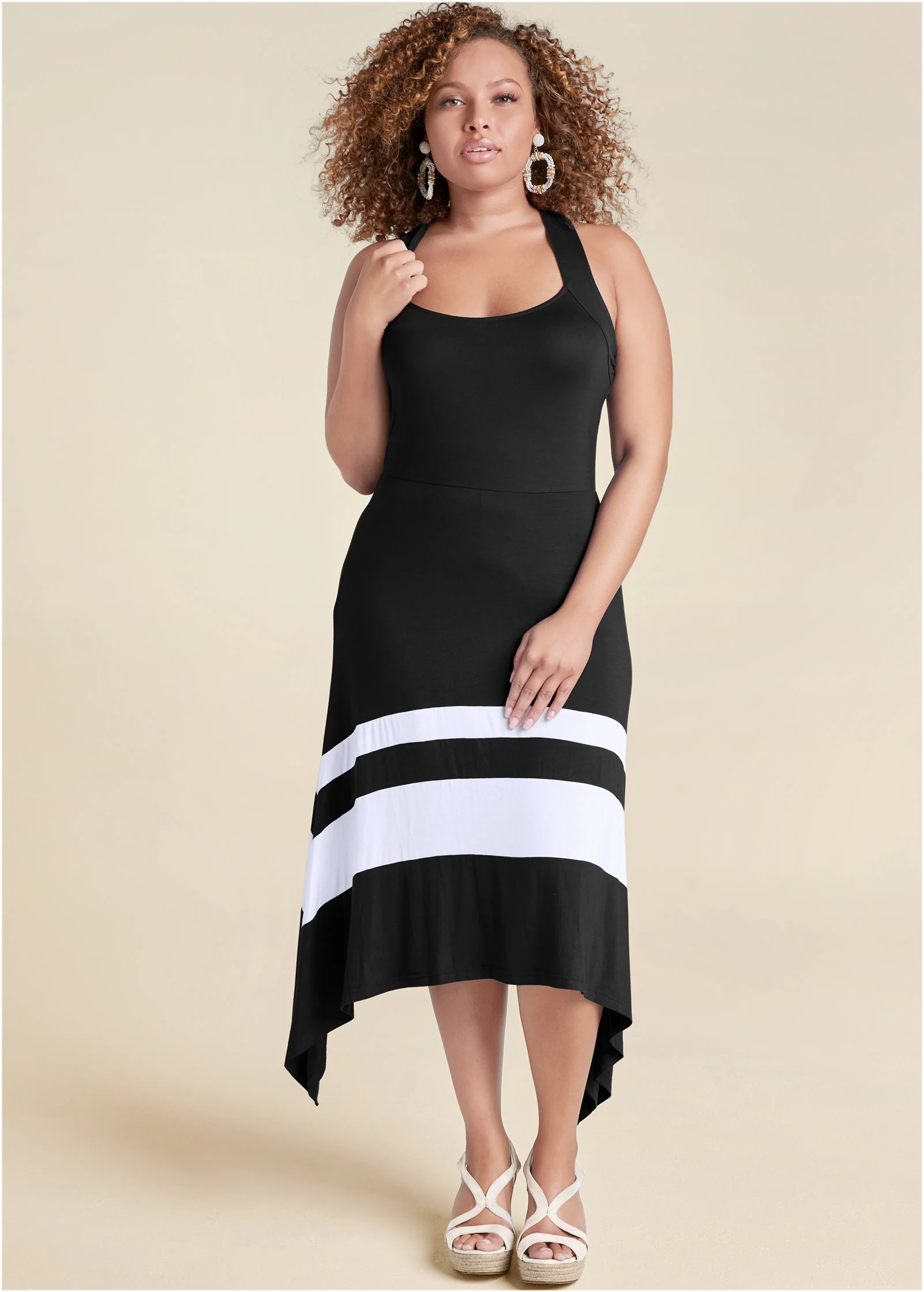 Color block maxi dress - Black & White
