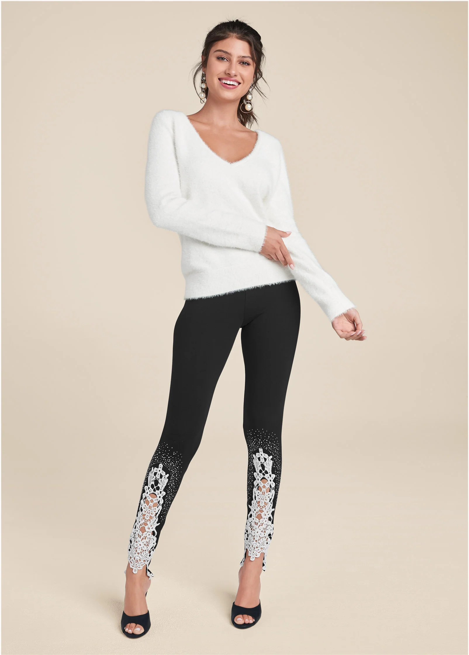 Bow detail open back sweater - Off White