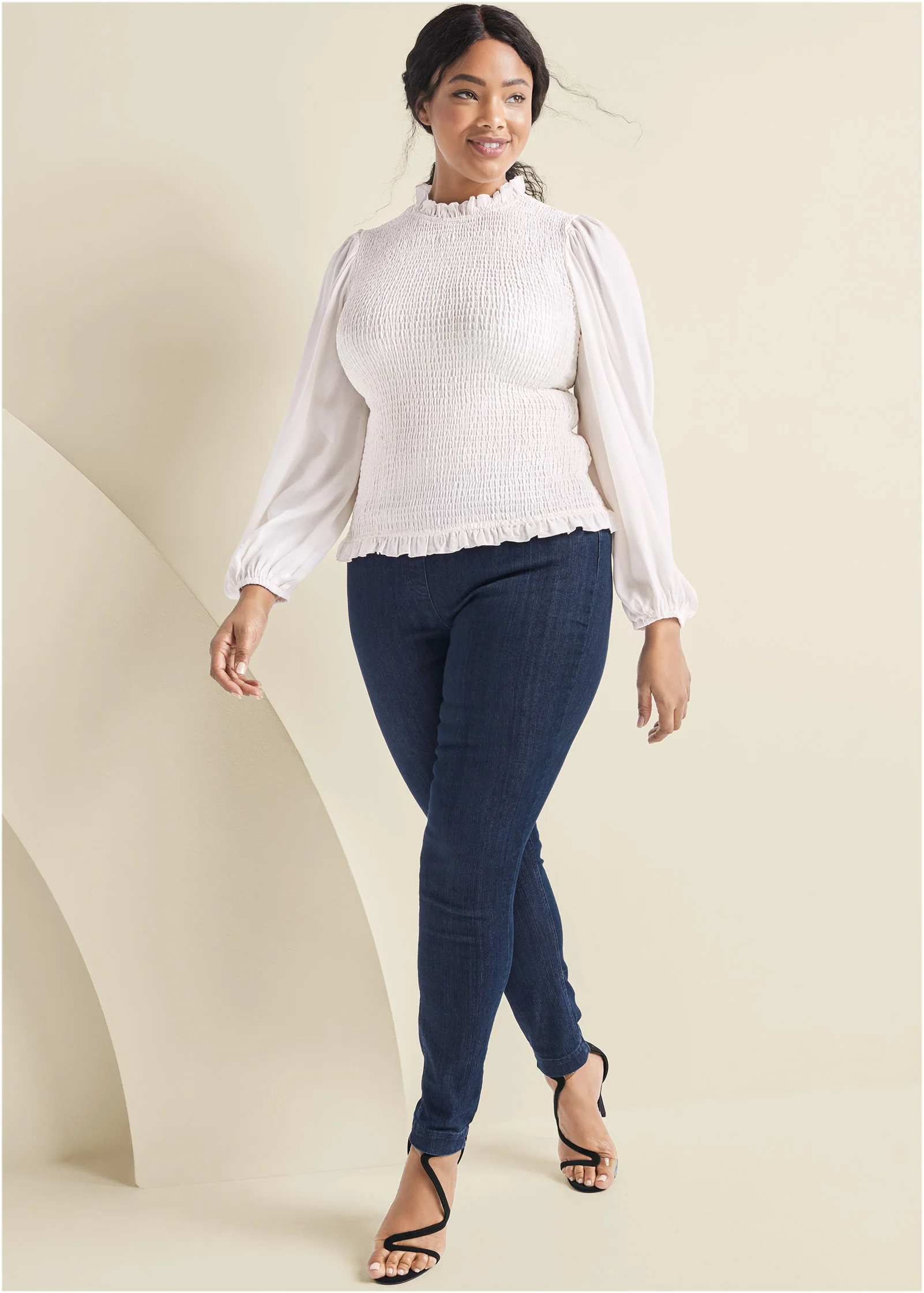 Balloon sleeve blouse - White