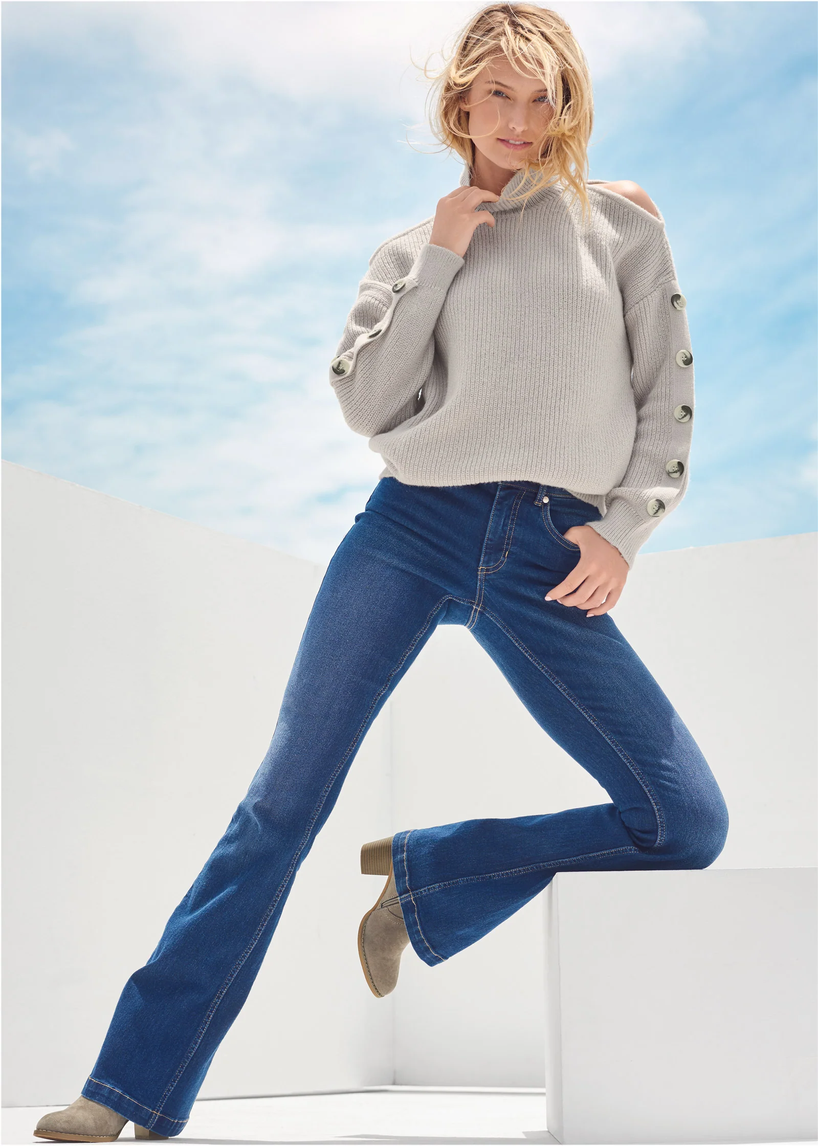 Cold-shoulder sweater - Cream