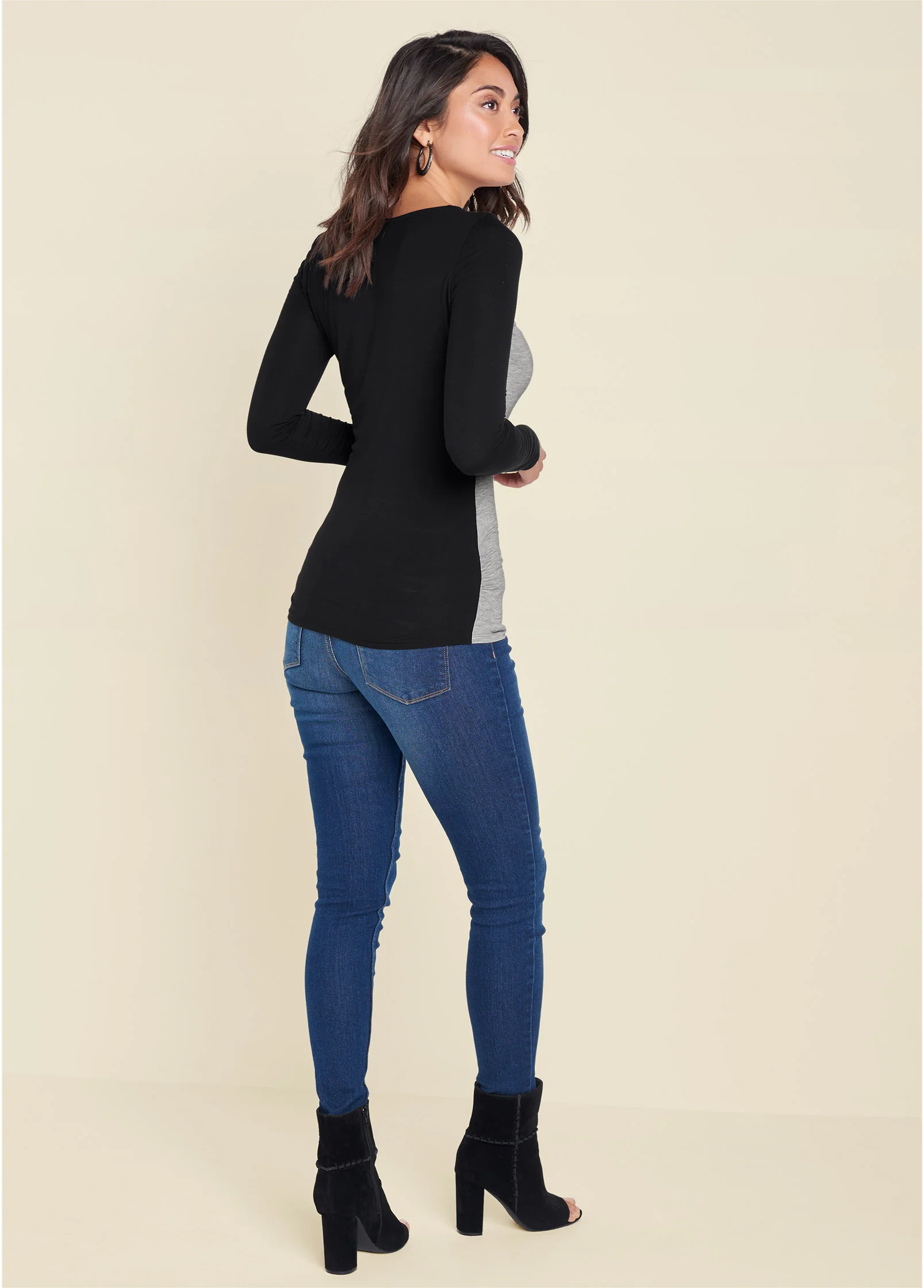 Color block casual top - Black Multi