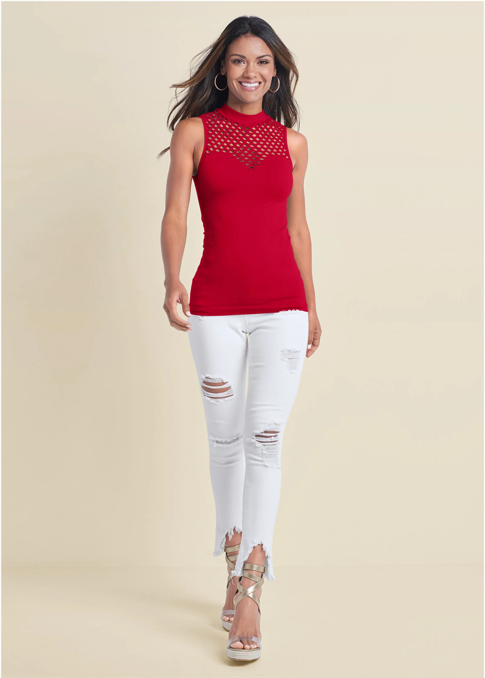Sleeveless seamless top - Red