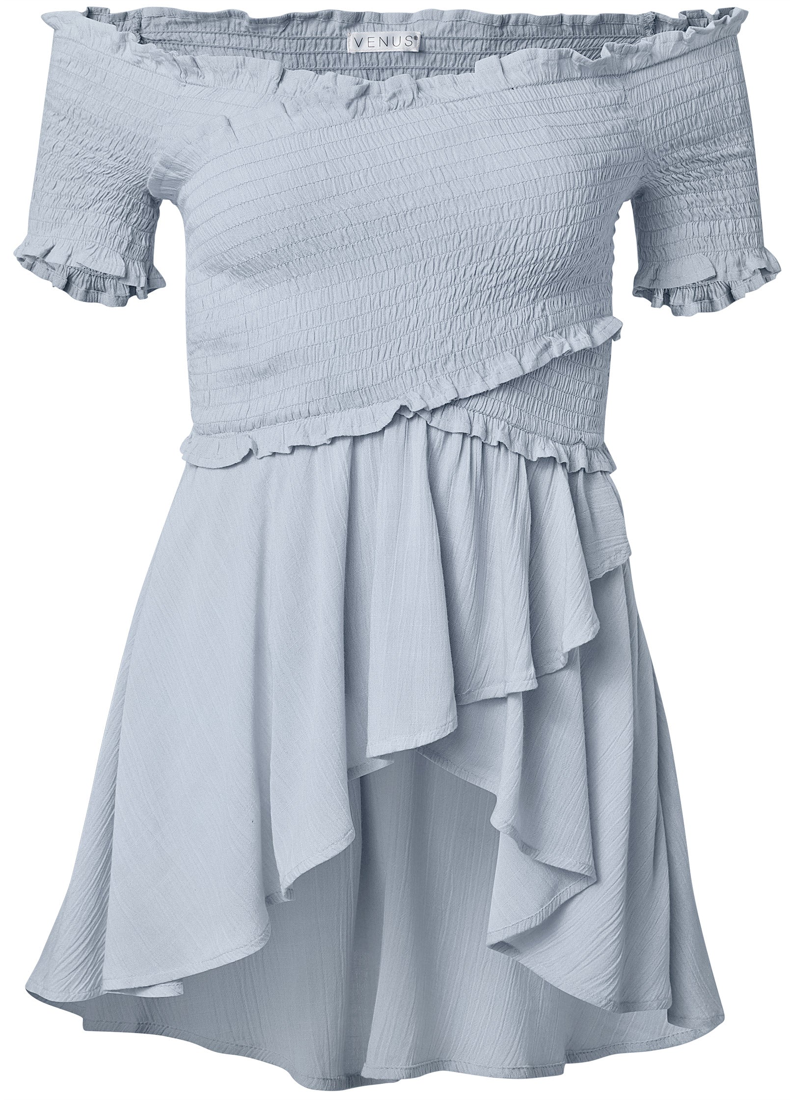 Smocked babydoll top - Light Blue
