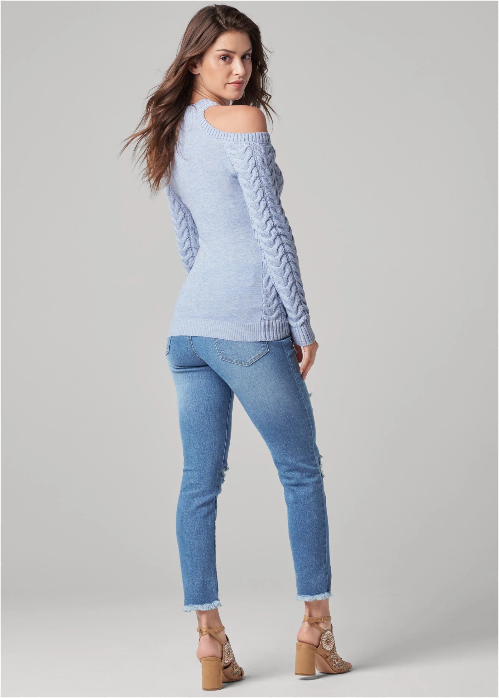 Halter ribbed sweater - Blue Multi