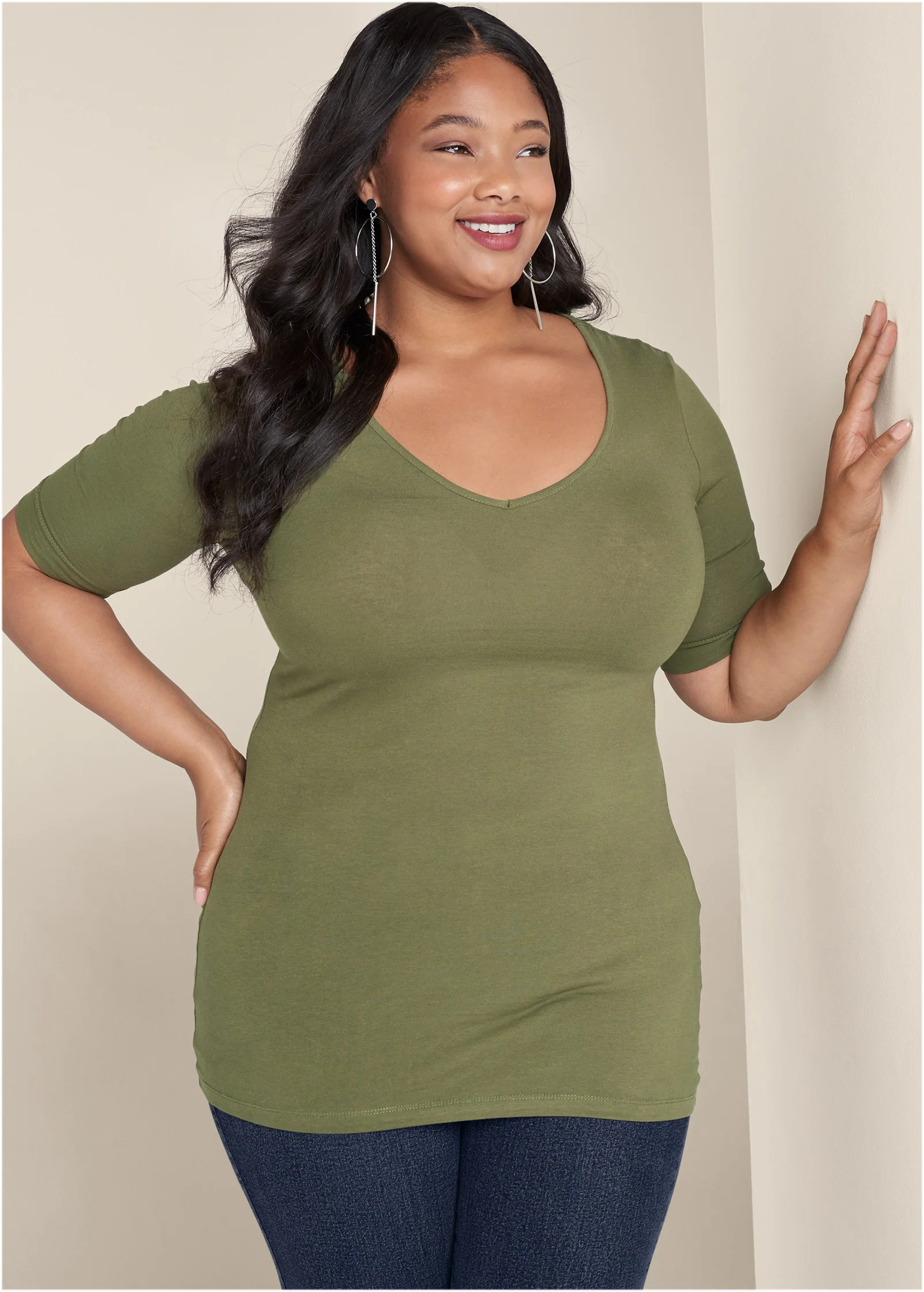 Long and lean tee - Olive