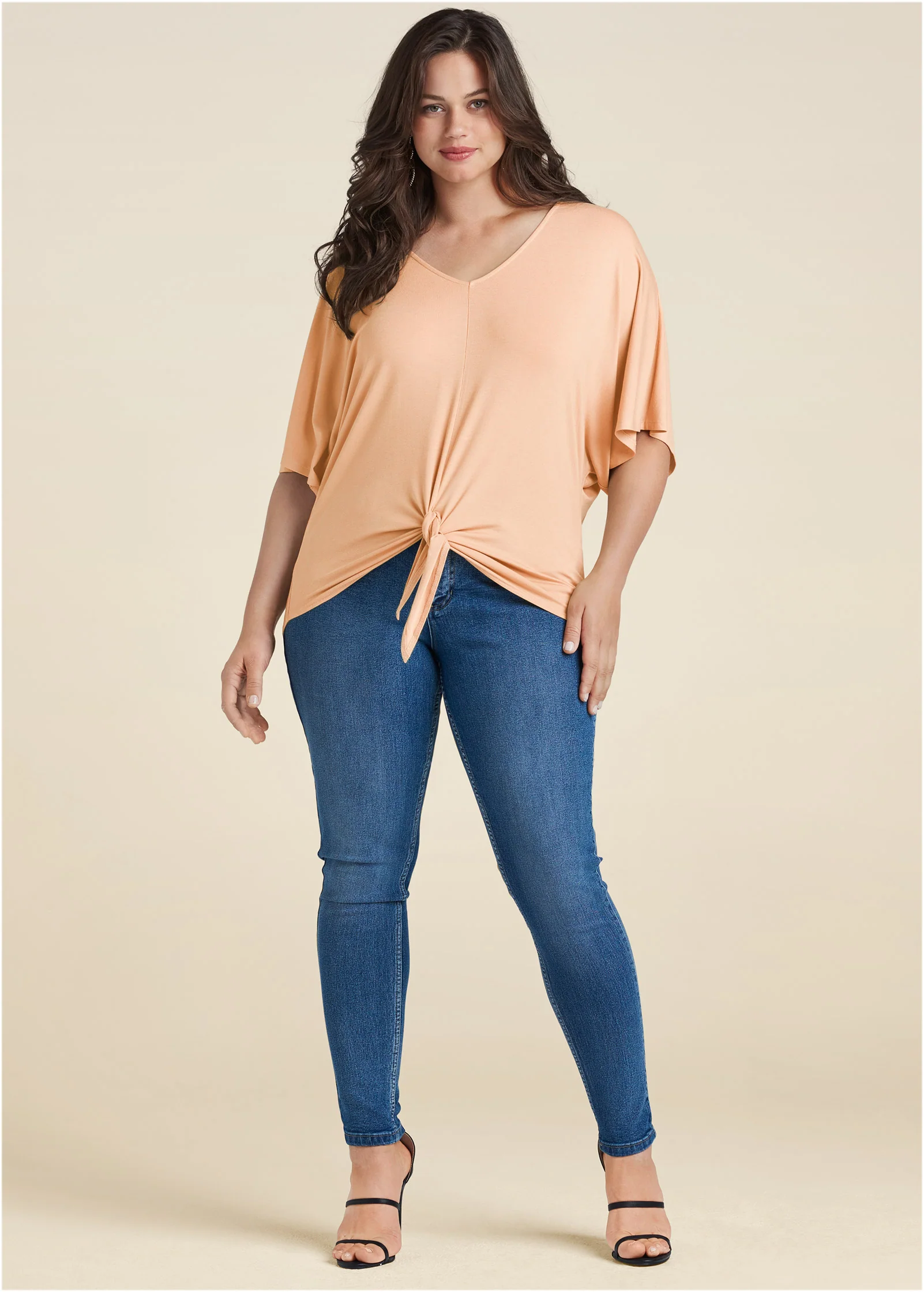 Knot twist V-neck tee - Blush