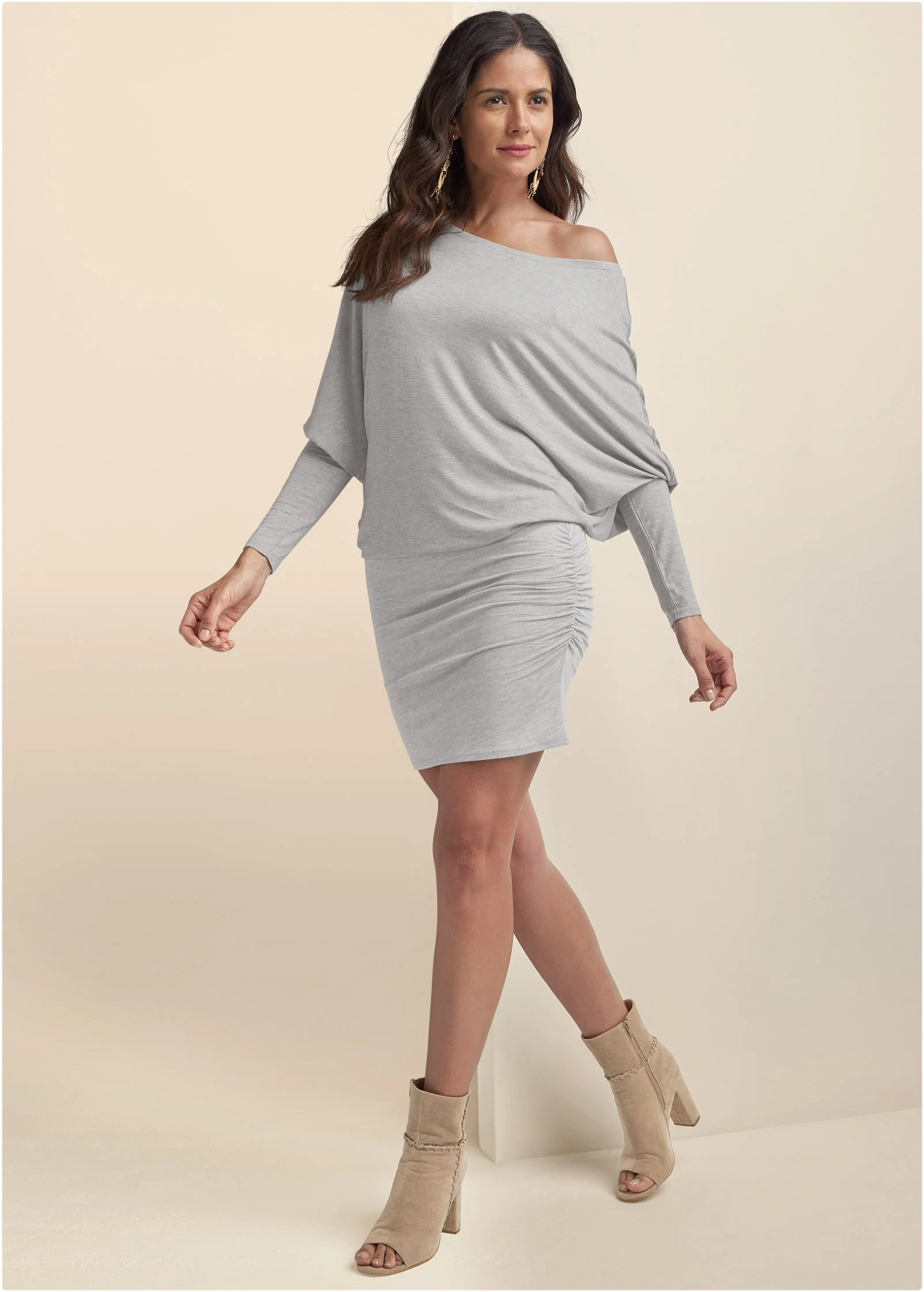 Off-shoulder dress - Heather Grey