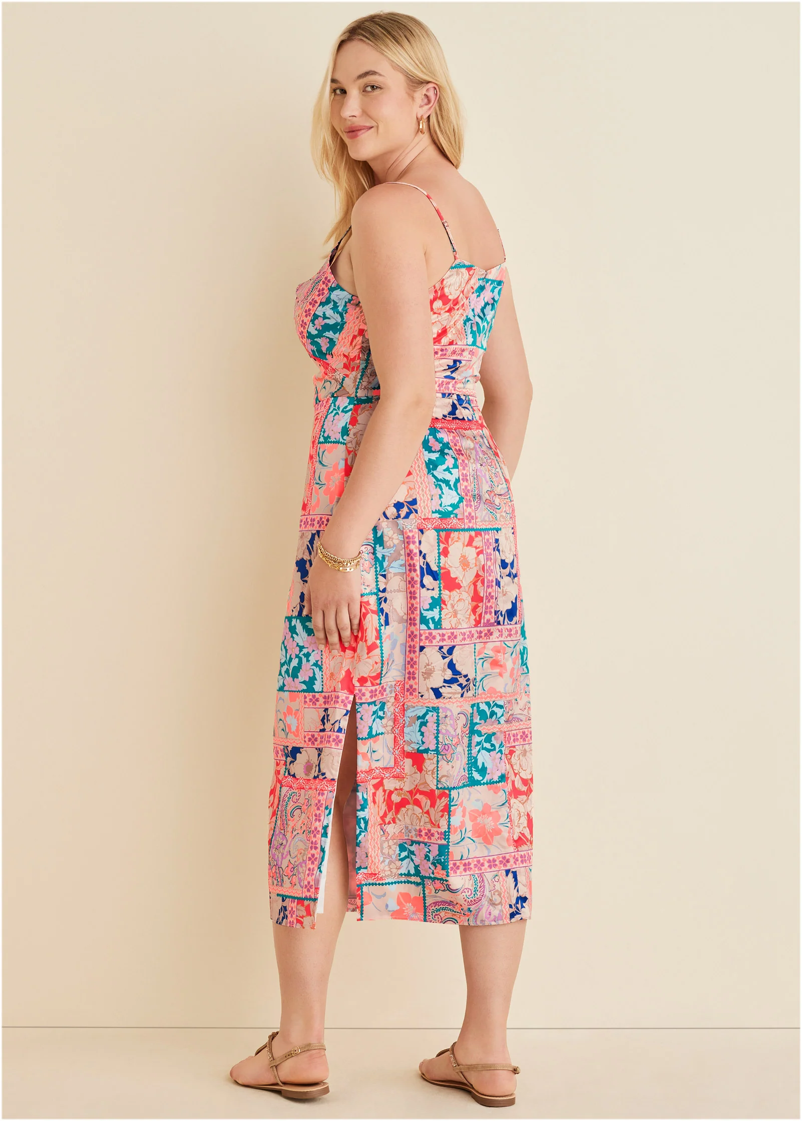 Cowl neck slip dress - Venetian Patchwork