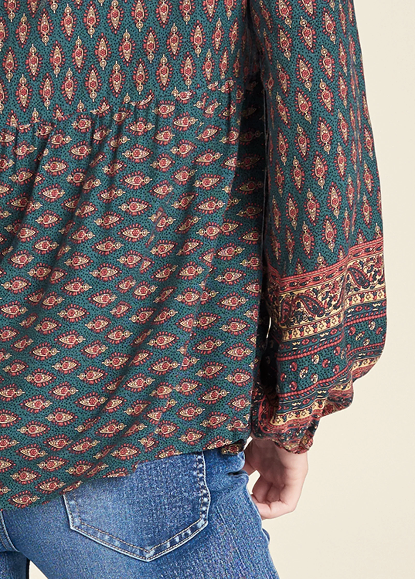 Boho printed top - Navy Multi