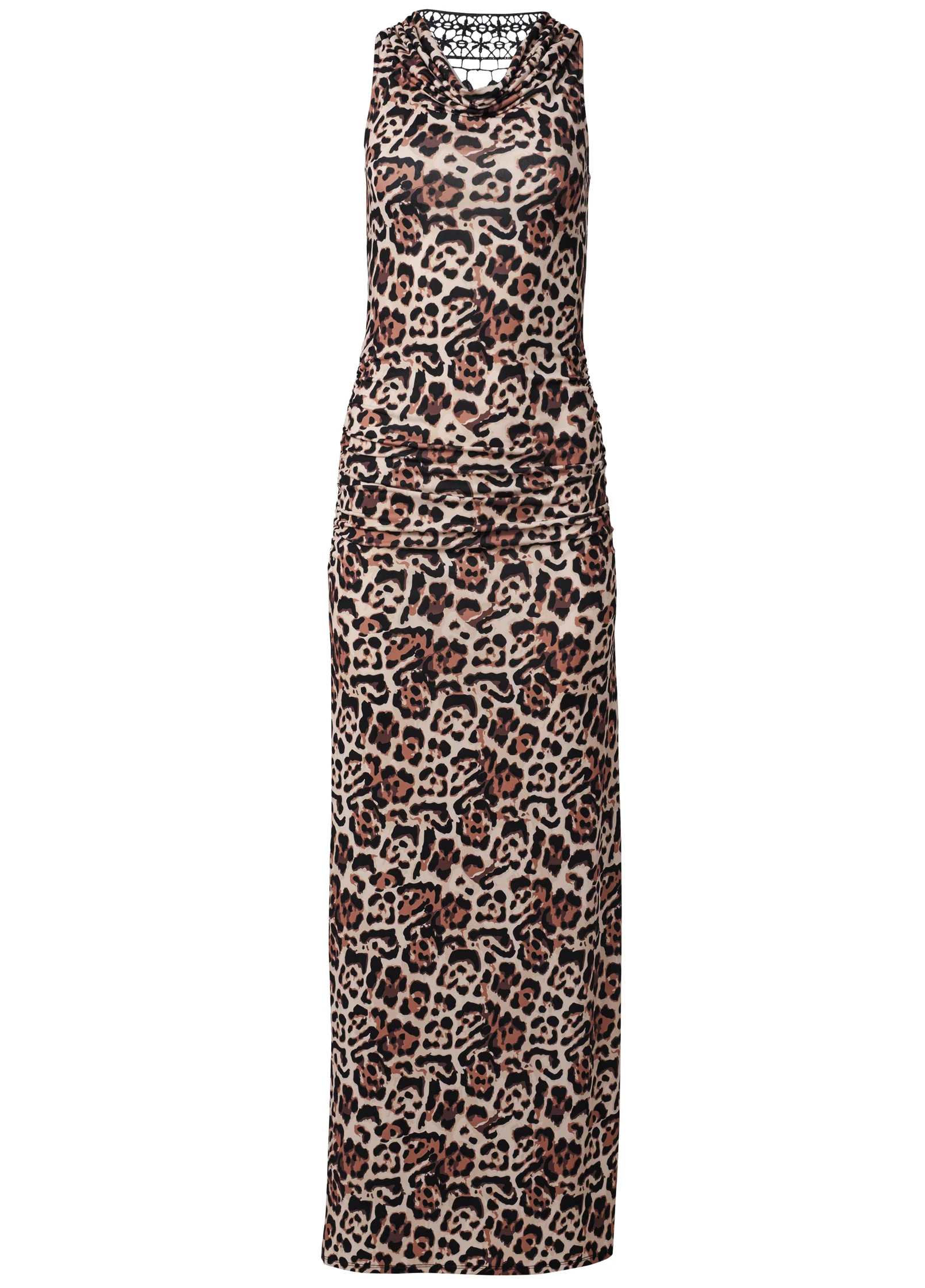 Crochet back leopard dress - Off White Multi