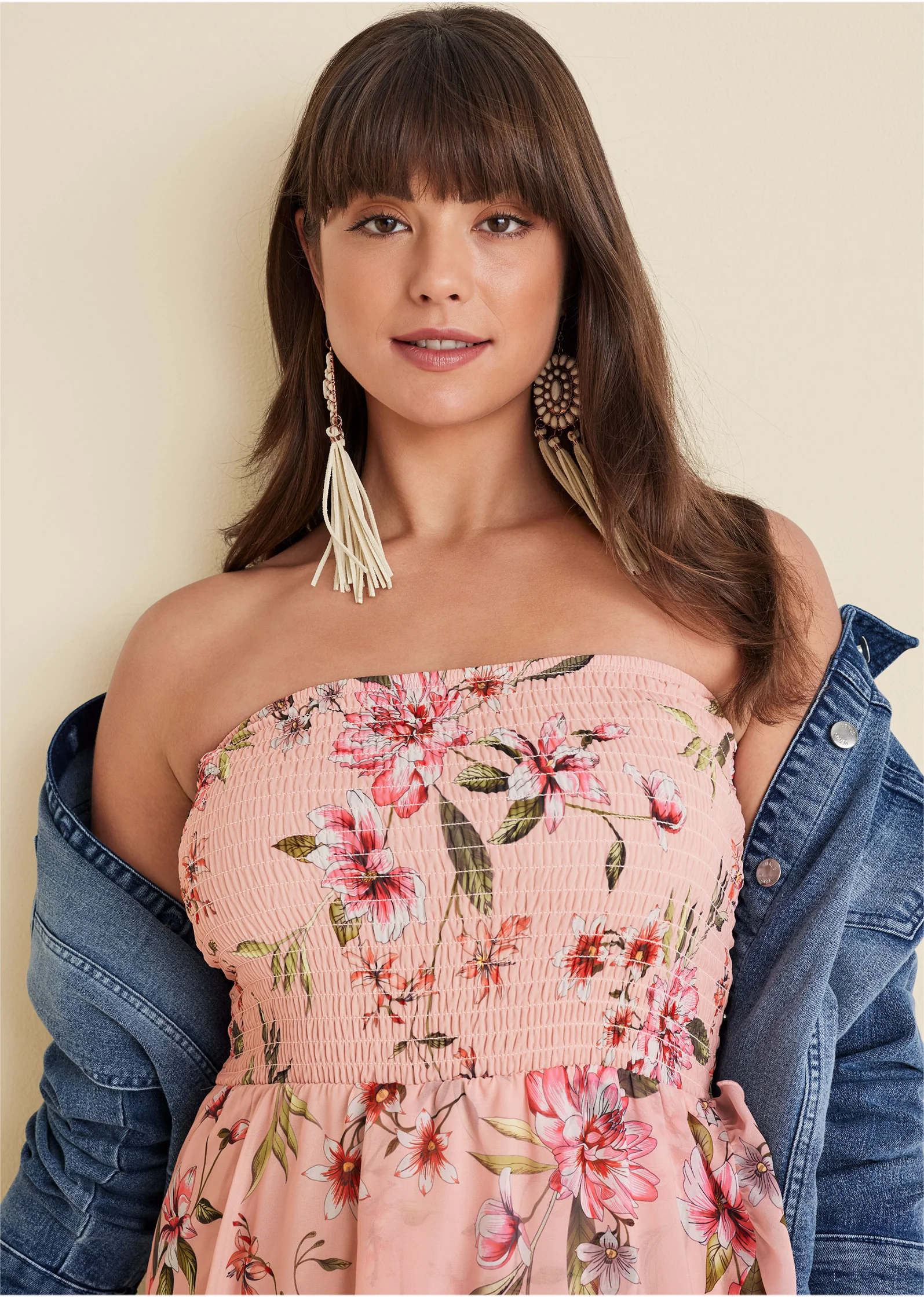 Strapless smocked dress - Ethereal Floral