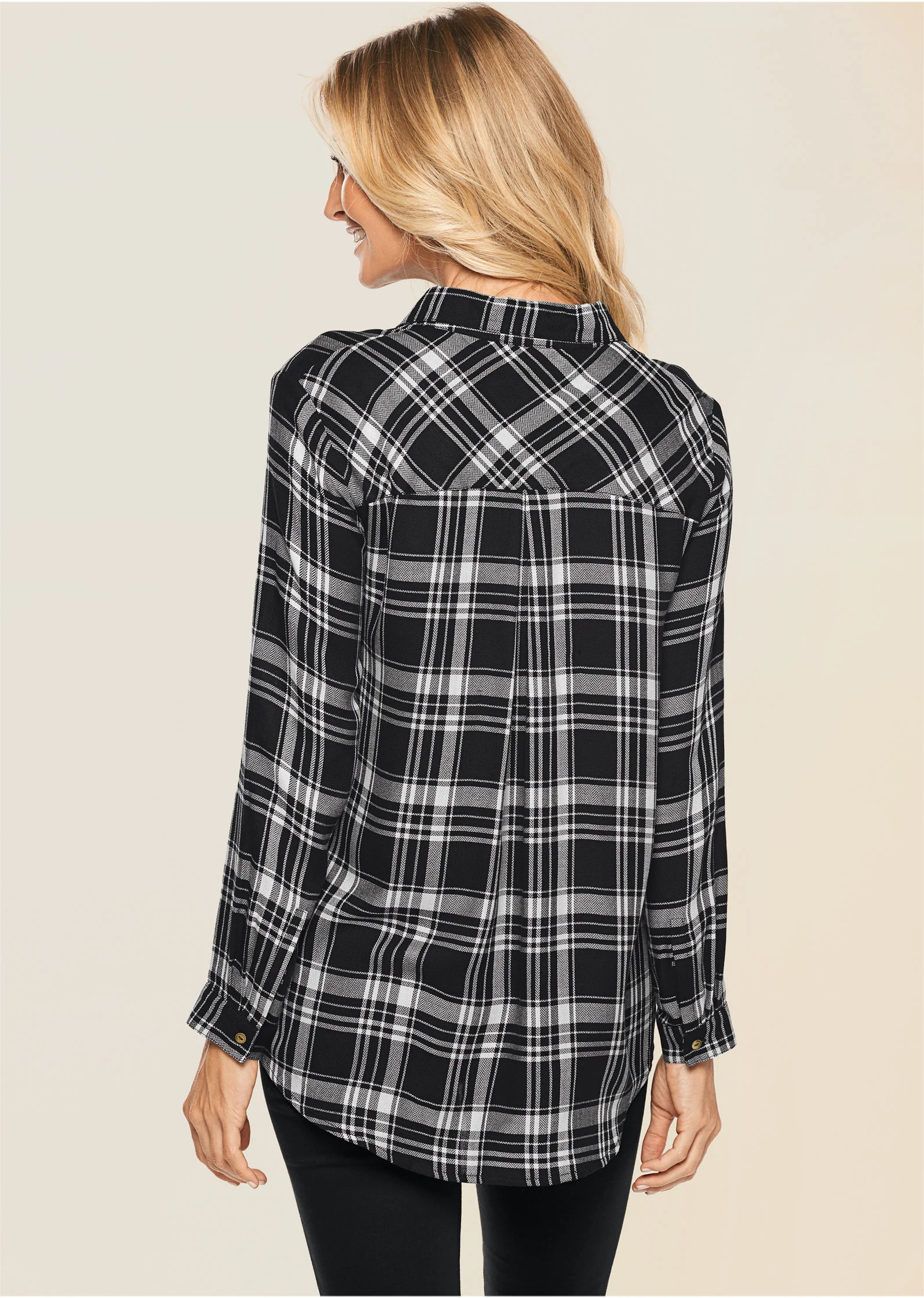 Plaid lace-up top - Black Multi