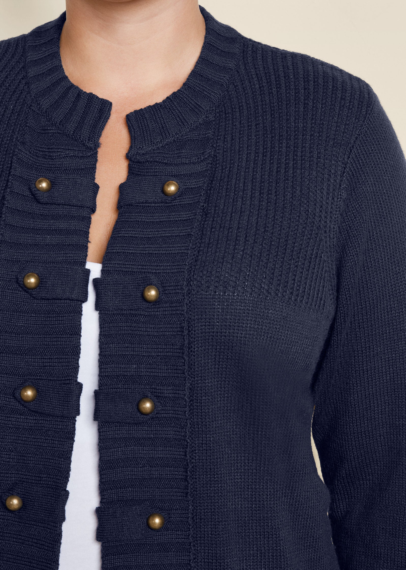Tab button detail cardigan - Navy