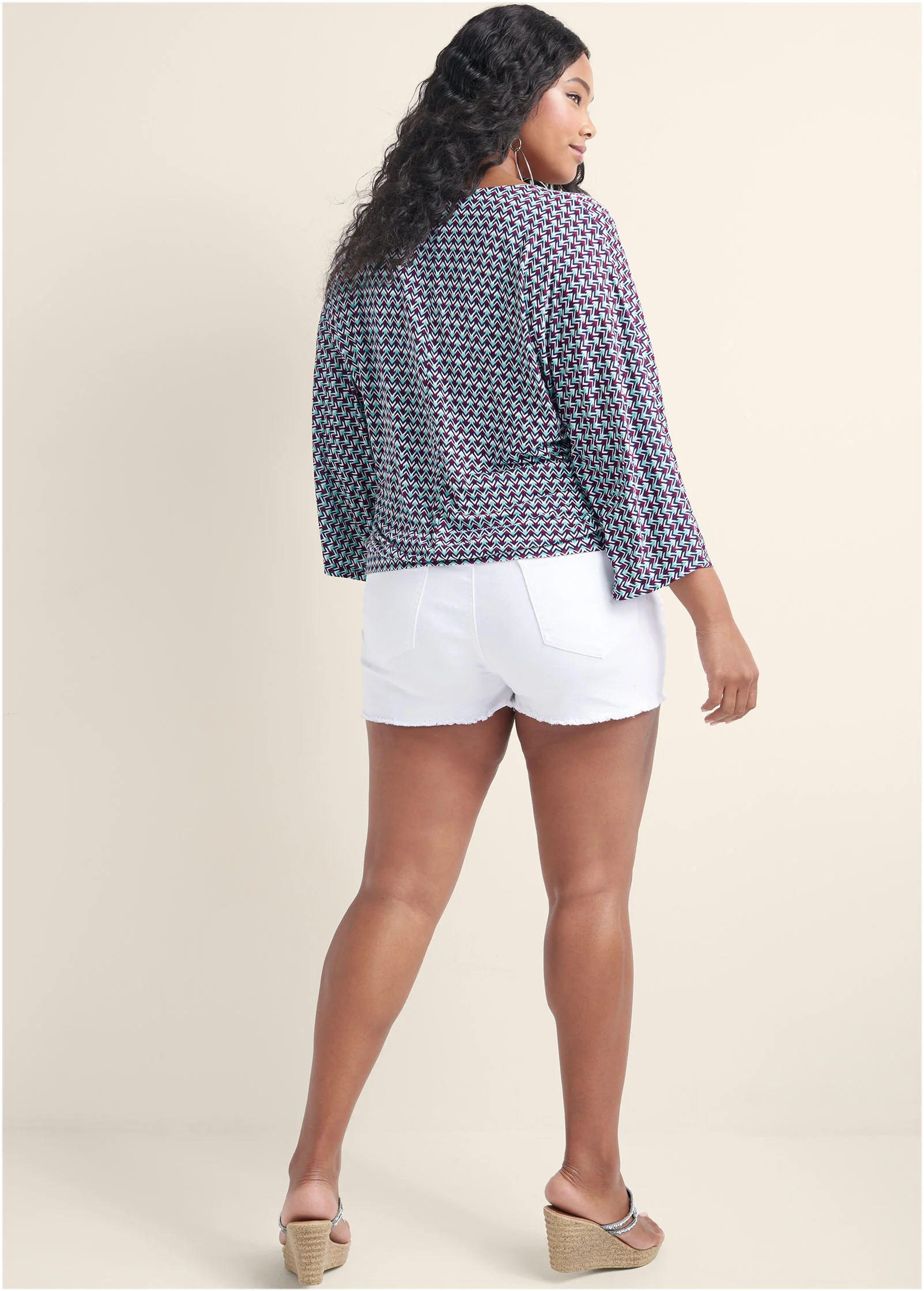 Banded hem top - Turquoise