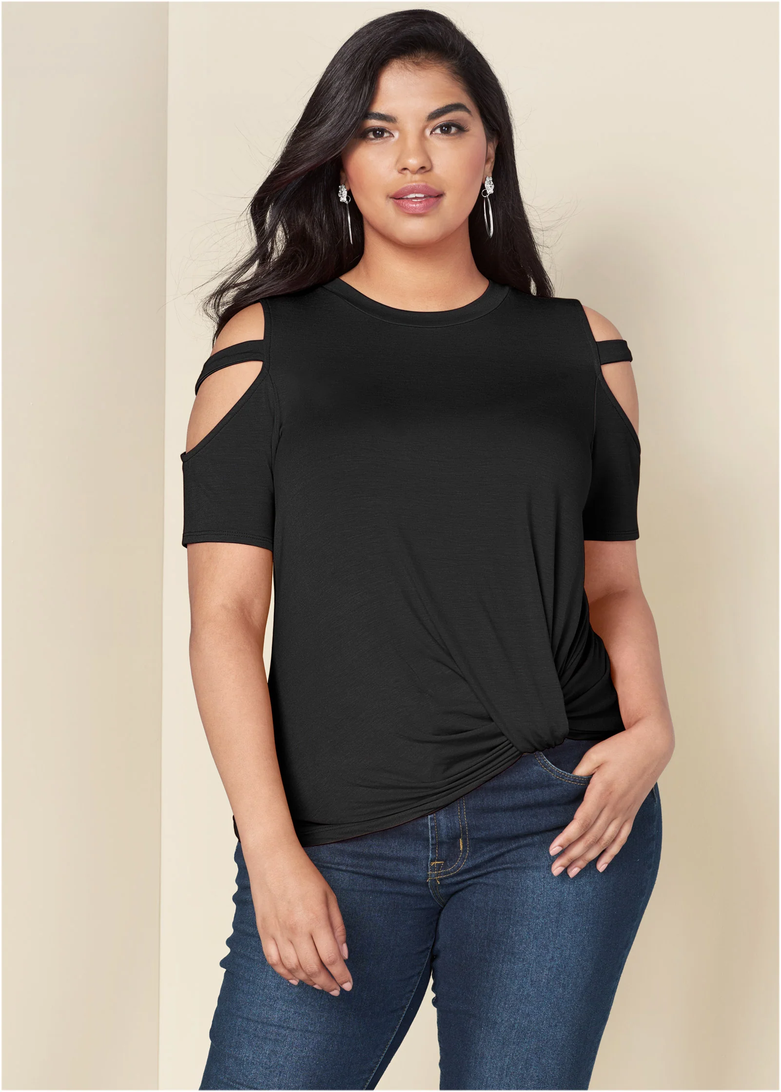 Twisted knot detail top - Black