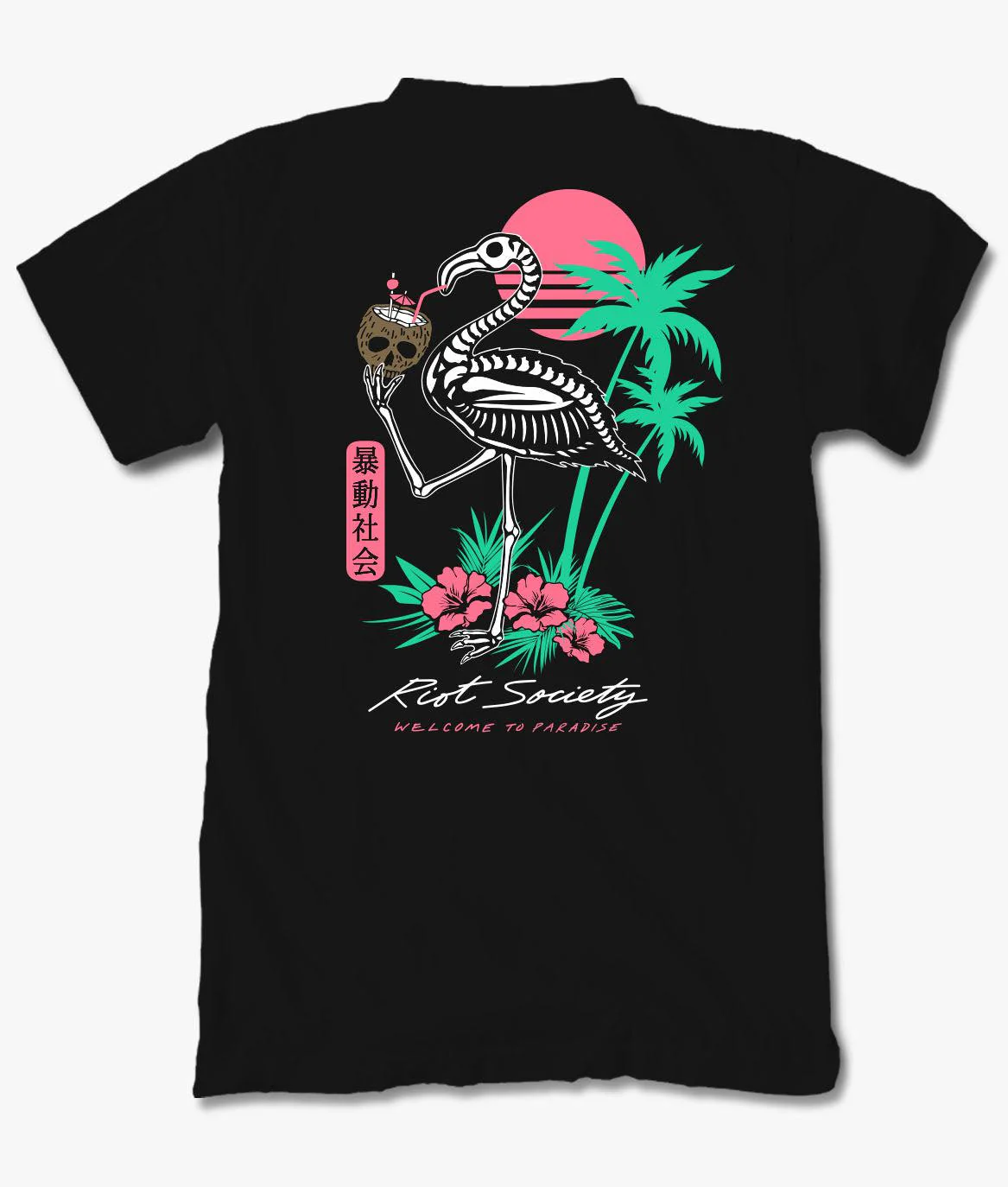 Tropical Skeleton Flamingo Mens T-Shirt