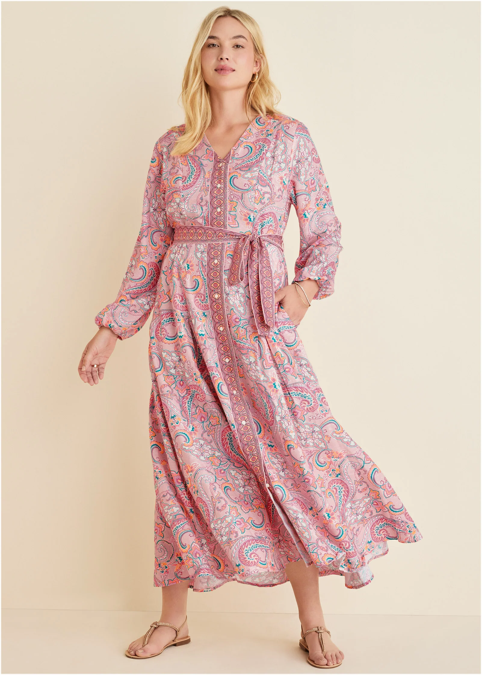 Tie-waist maxi dress - Venetian Paisley