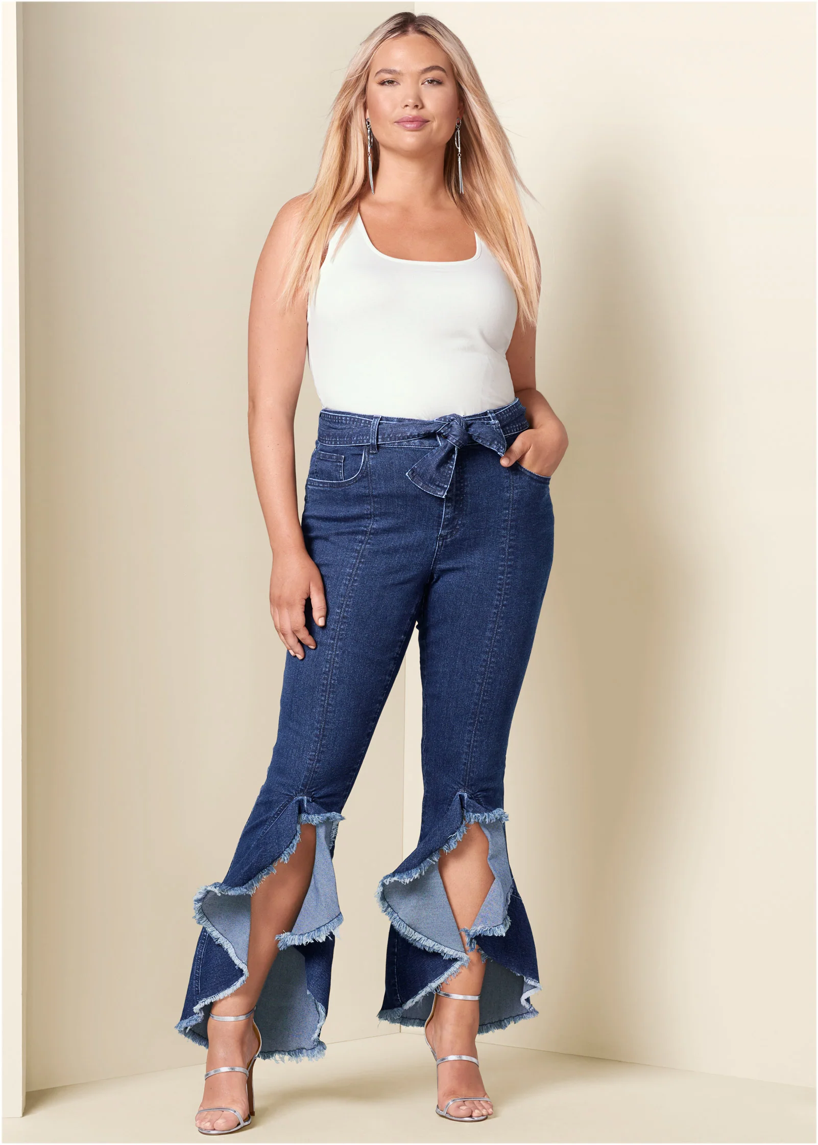 Square neck tank top - White