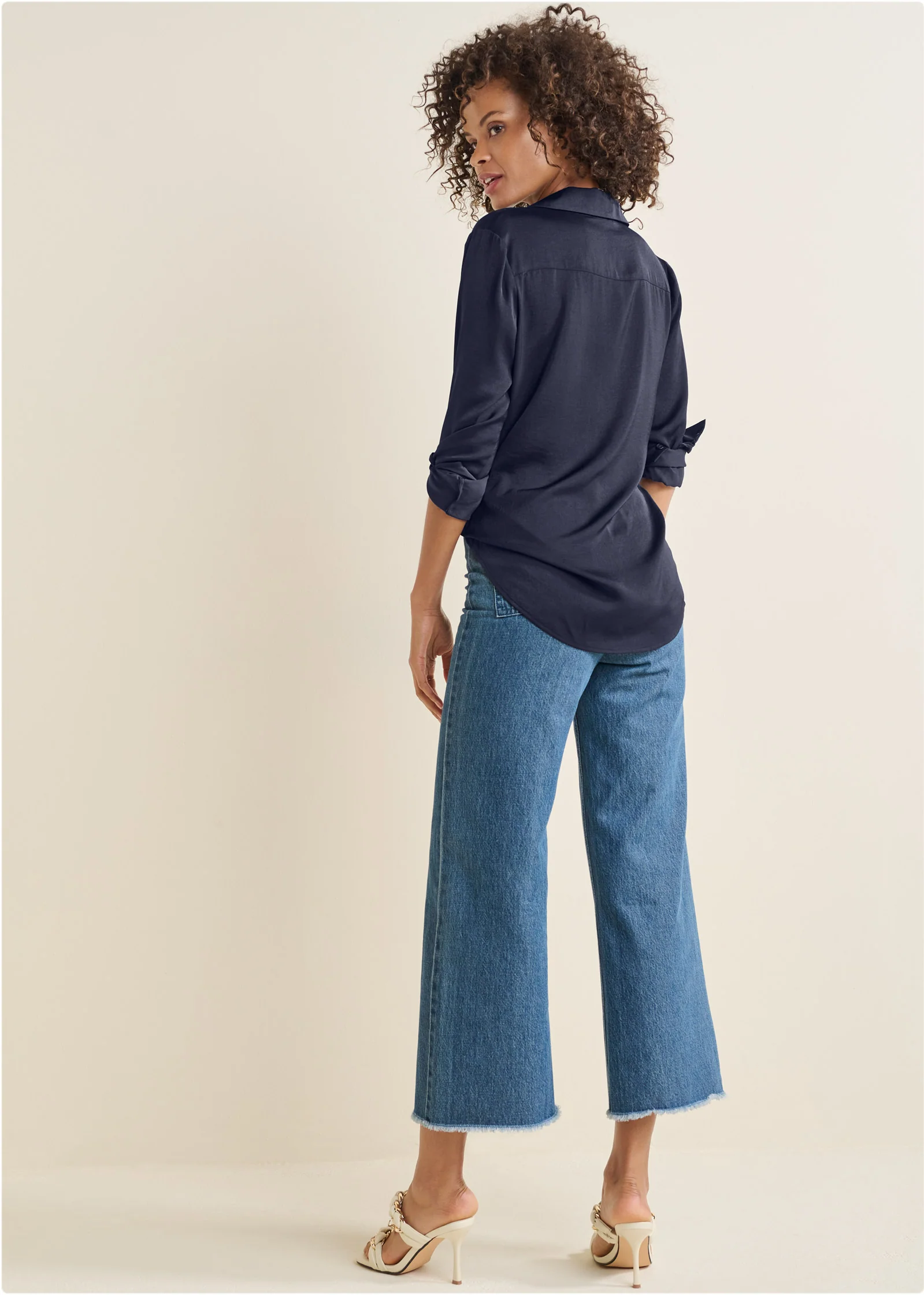 Soft button-down blouse - Navy