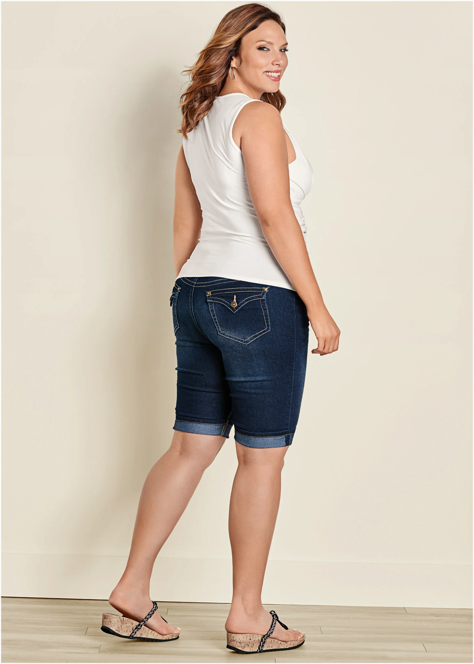 Knot front sleeveless top - White