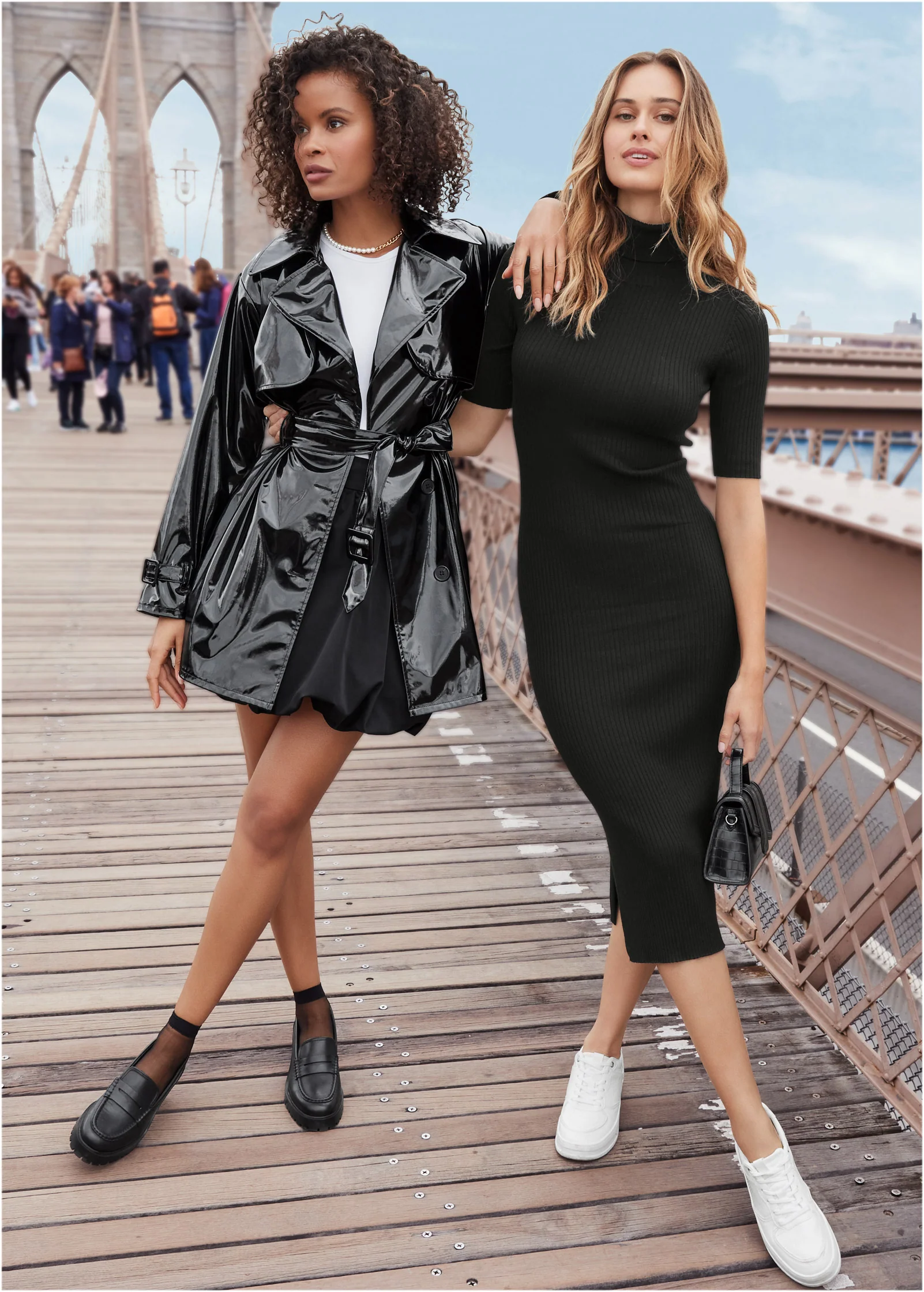 Ribbed turtleneck dress - Black