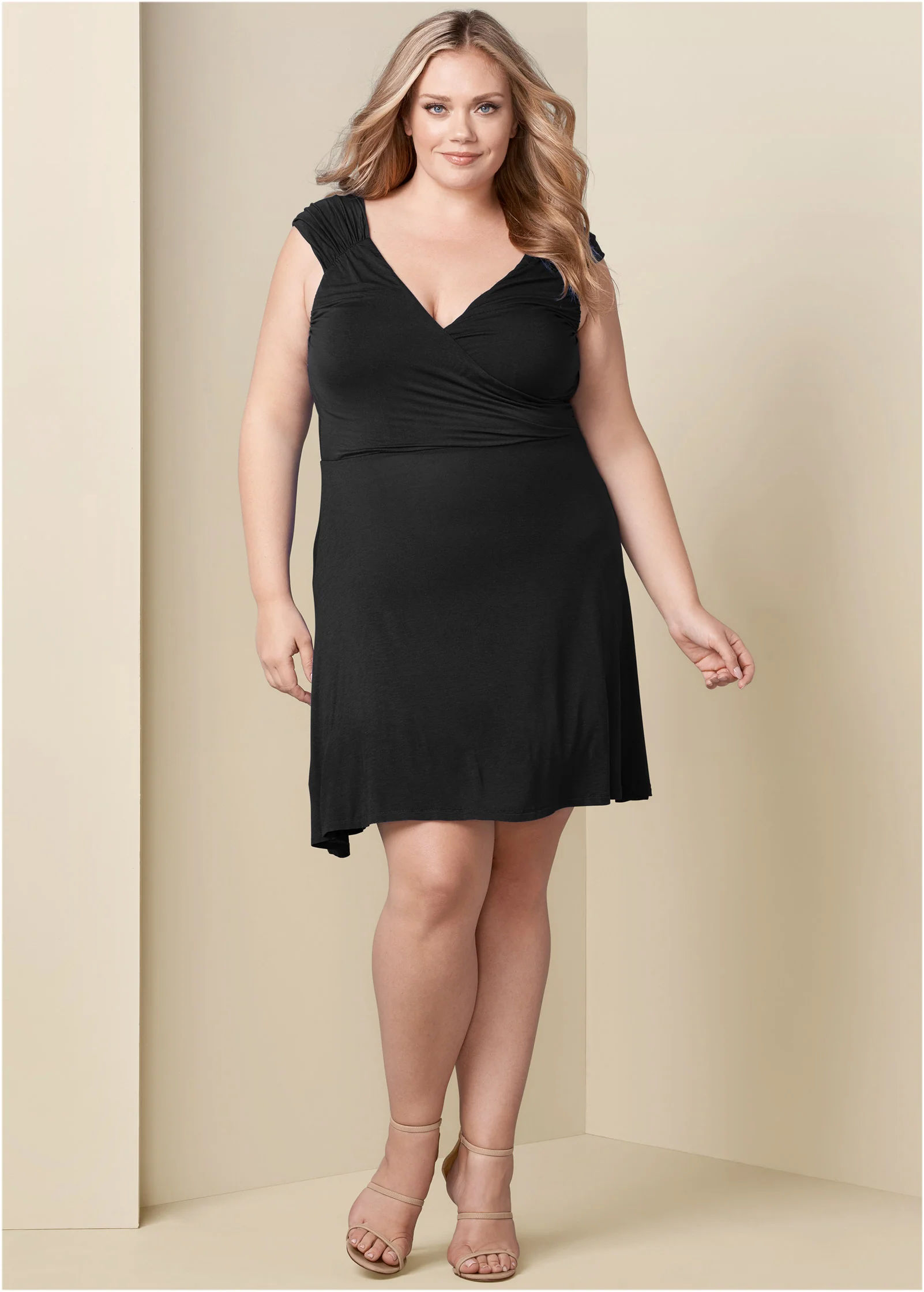 Draped front dress - Black