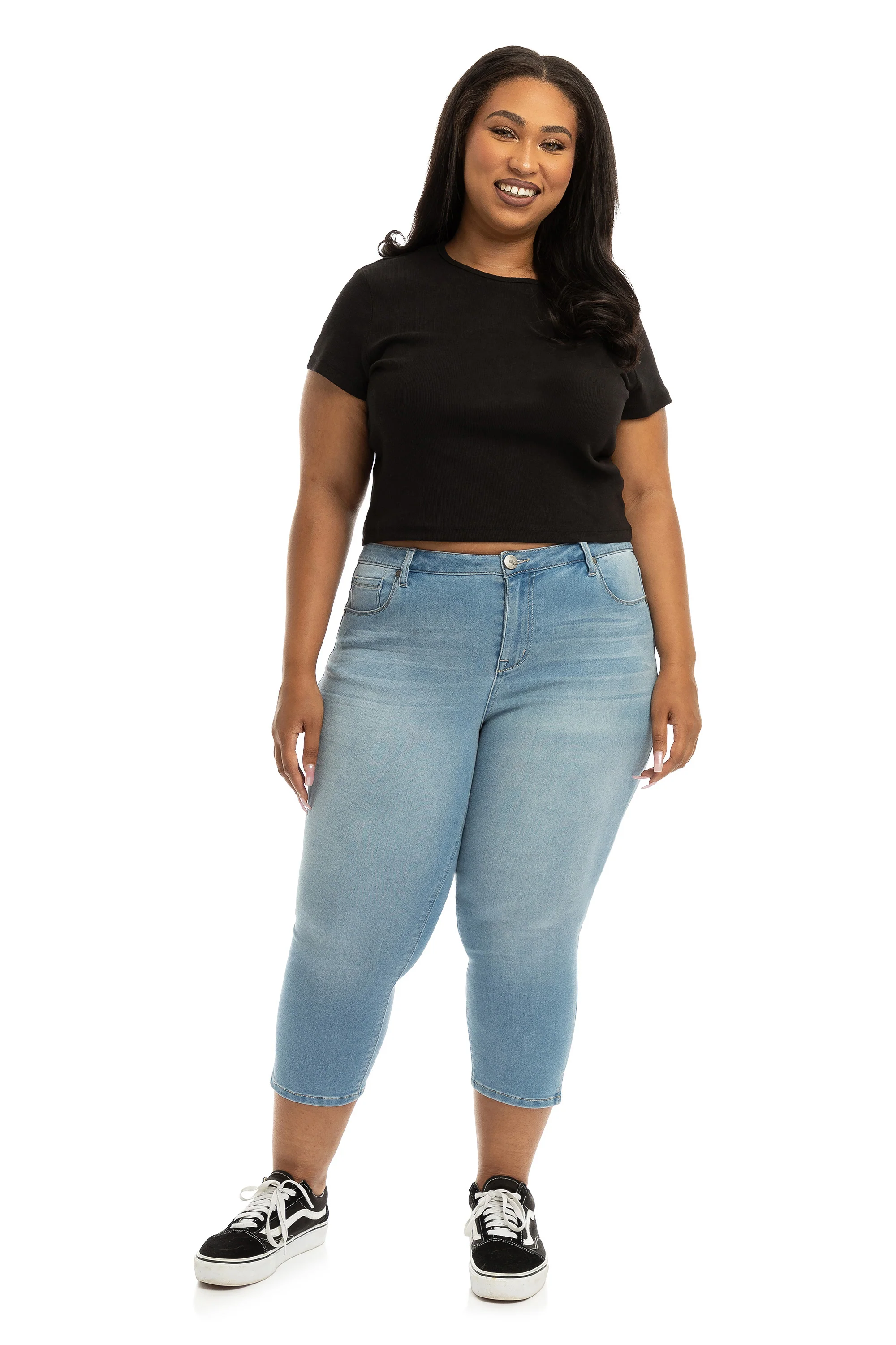 Plus Butter Side Slit Capri in Mojave