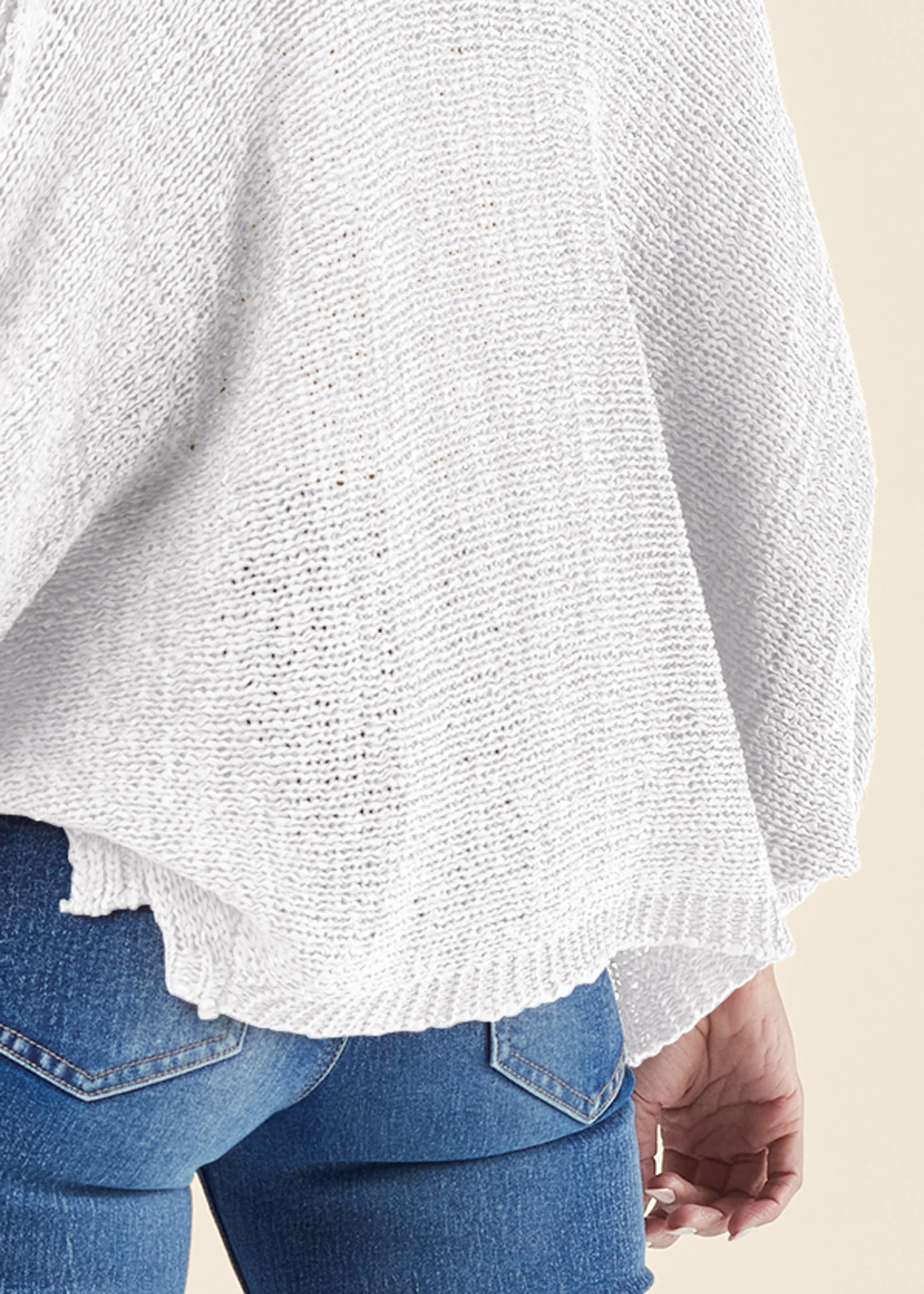 Open knit cocoon cardigan - White