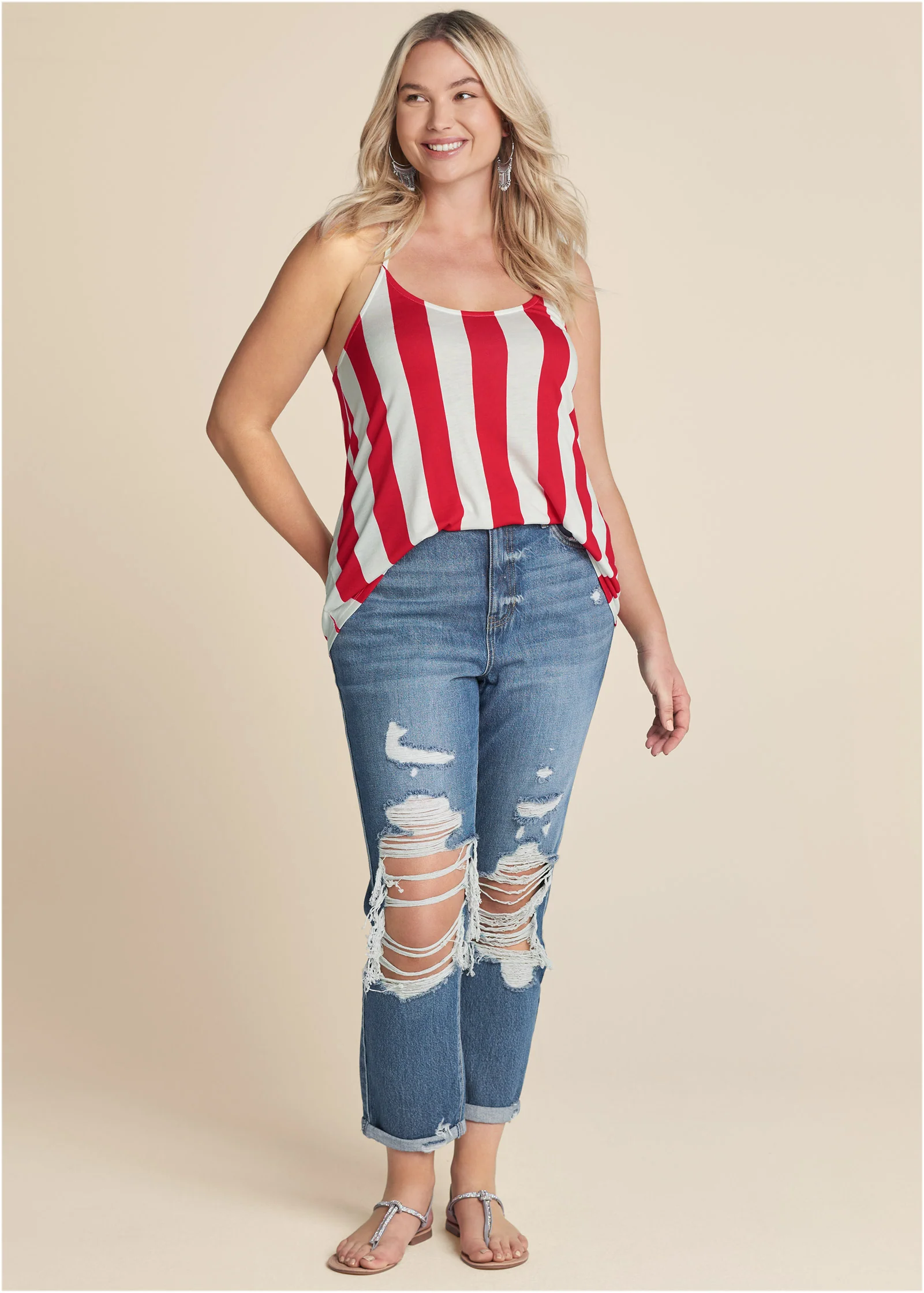 Strappy tank - Red & White