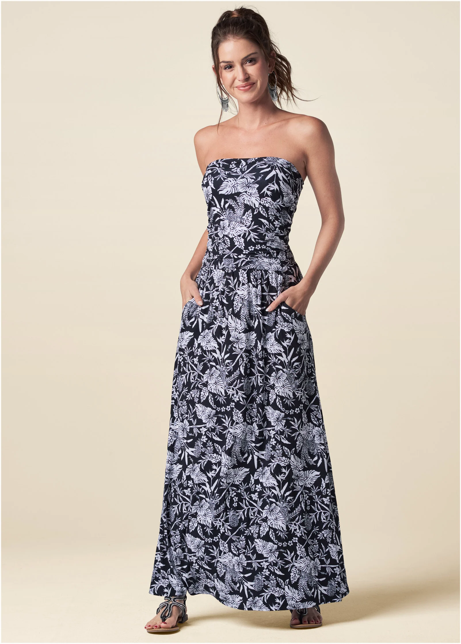 Printed maxi dress - Black & White