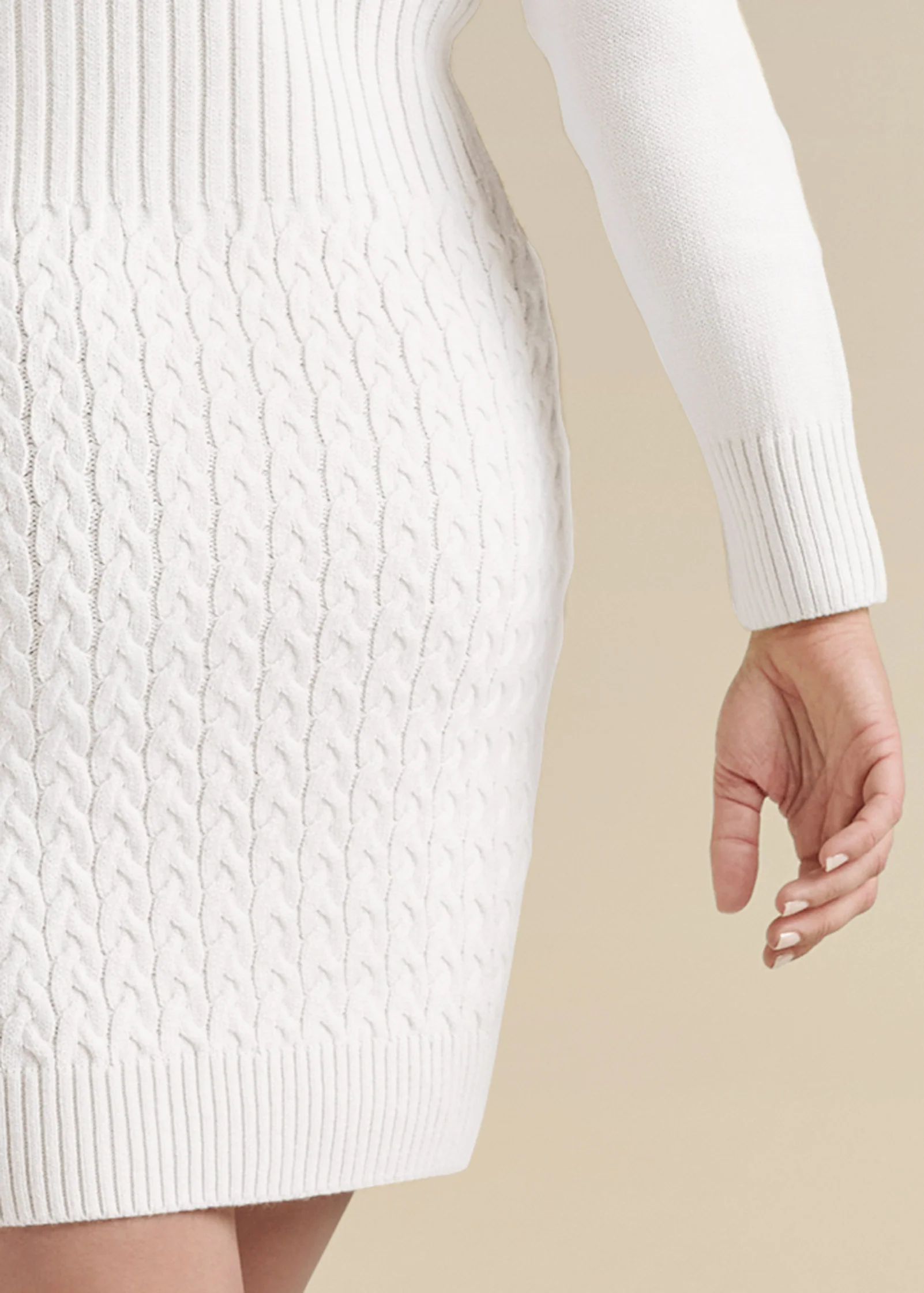 Cable knit sweater dress - Cream