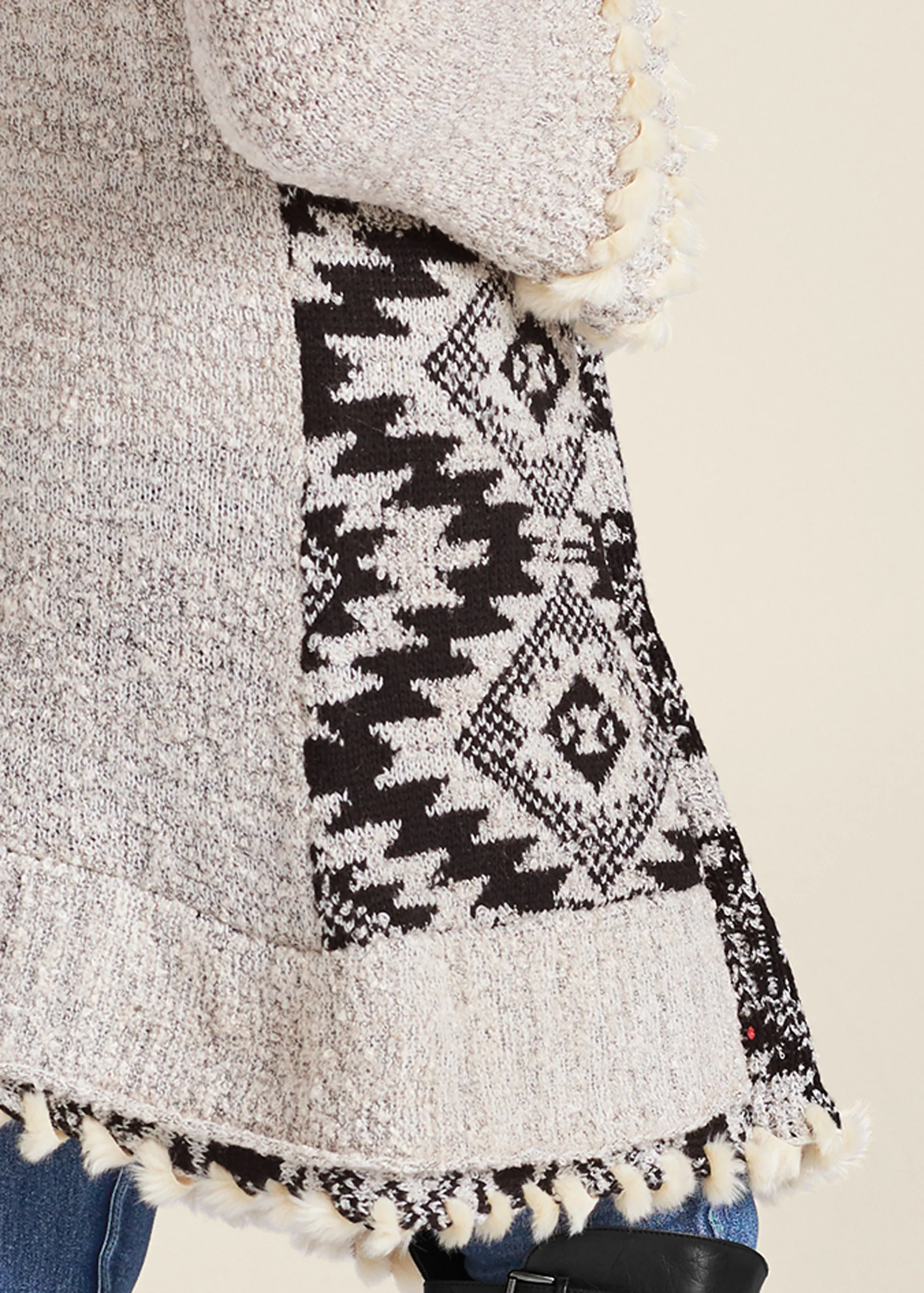 Mixed print duster - Cream & Black