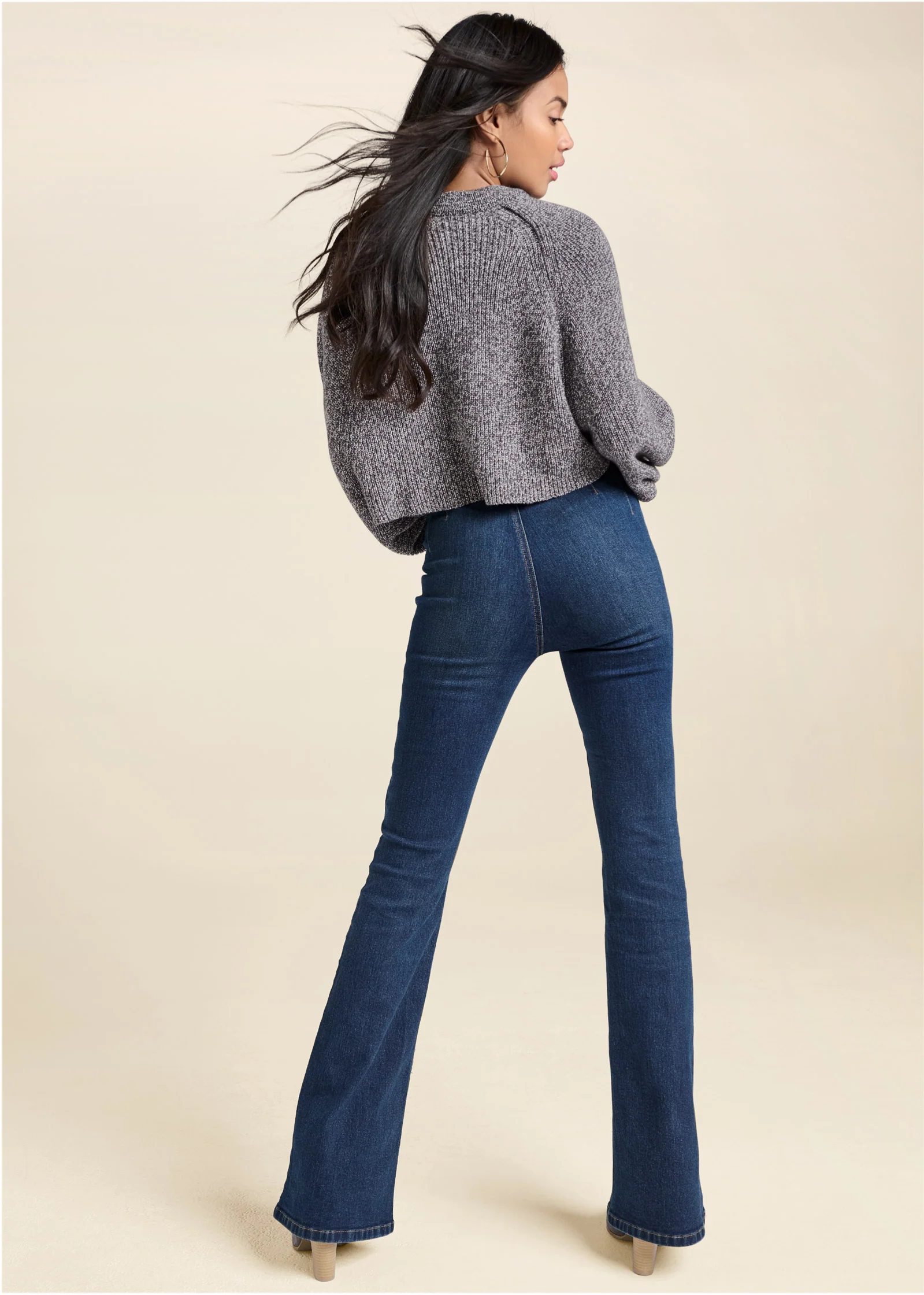 Crisscross Drop Shoulder Sweater  - Dark Grey Multi