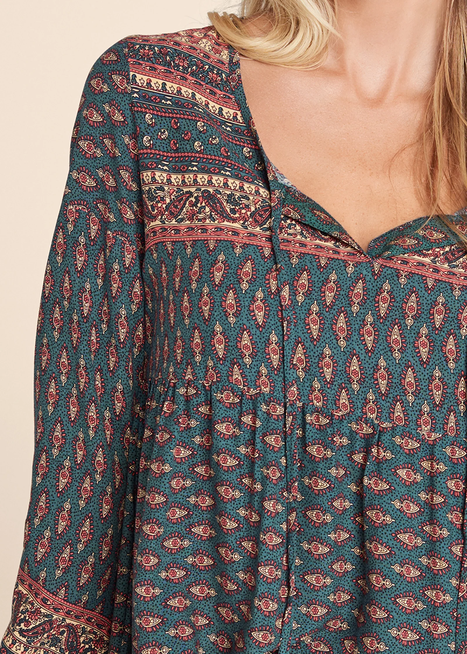 Boho printed top - Navy Multi